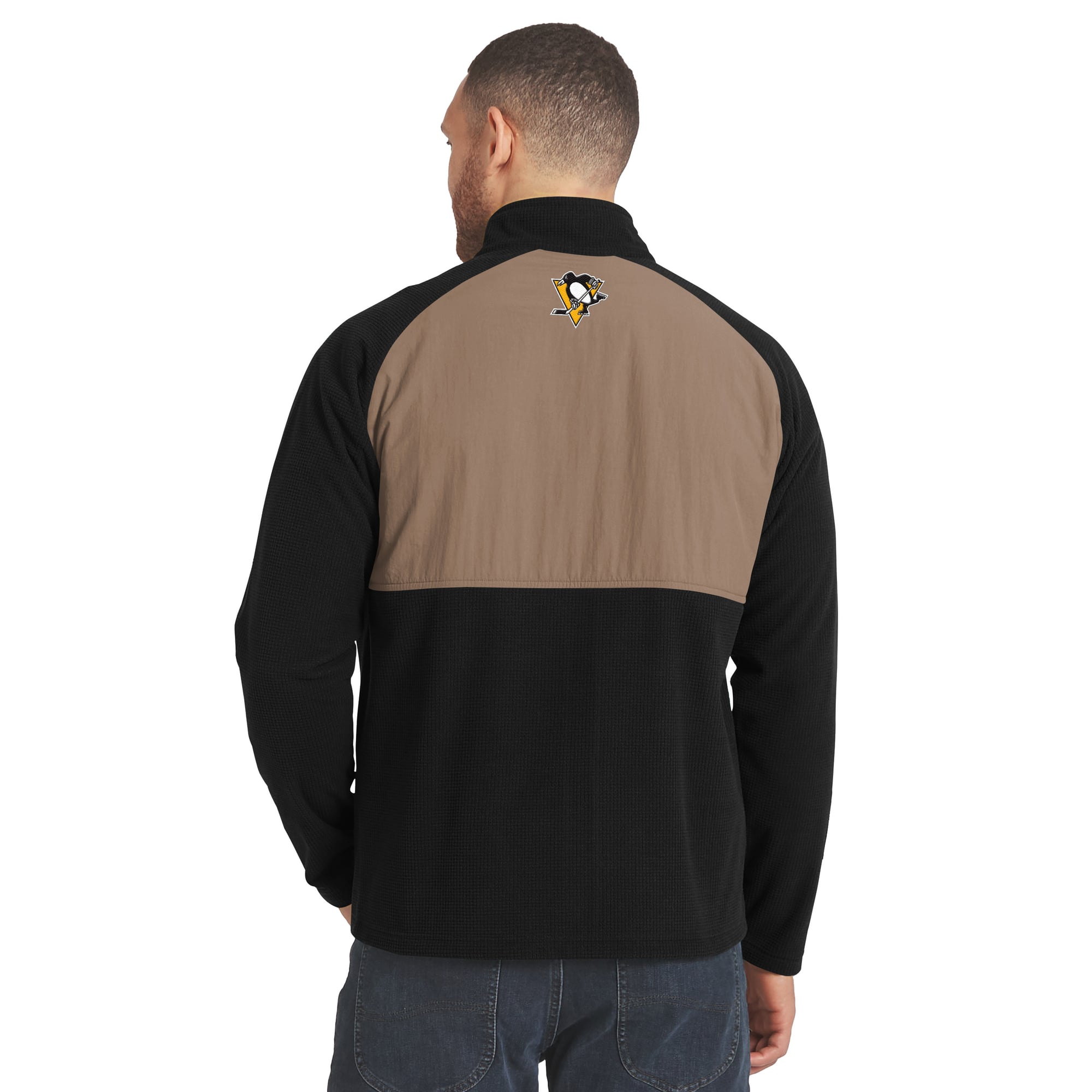 Veste raglan zippée intégrale noire et beige des Penguins de Pittsburgh, collection Darius Rucker pour homme par Fanatics