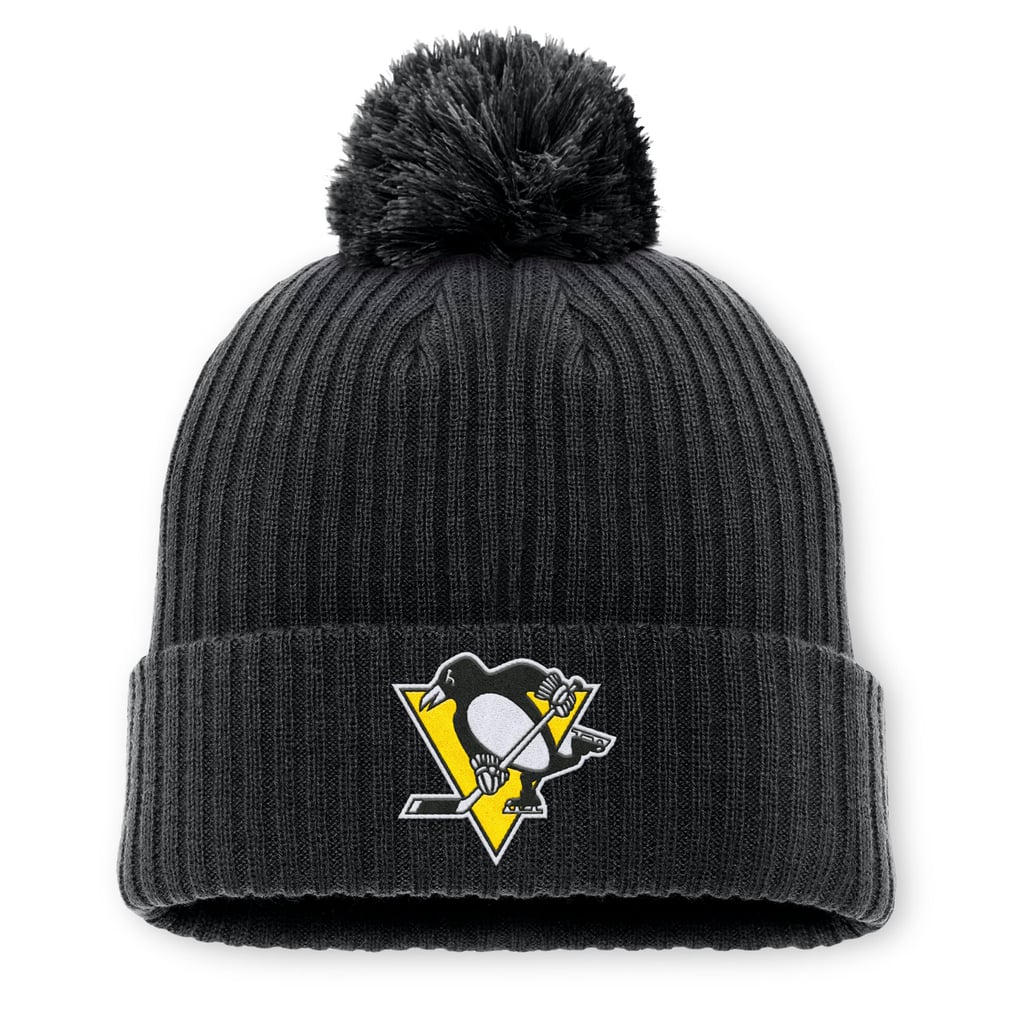 Men's Pittsburgh Penguins Fanatics Black 2025 NHL Global Series Sweden Cuffed Knit Hat with Pom