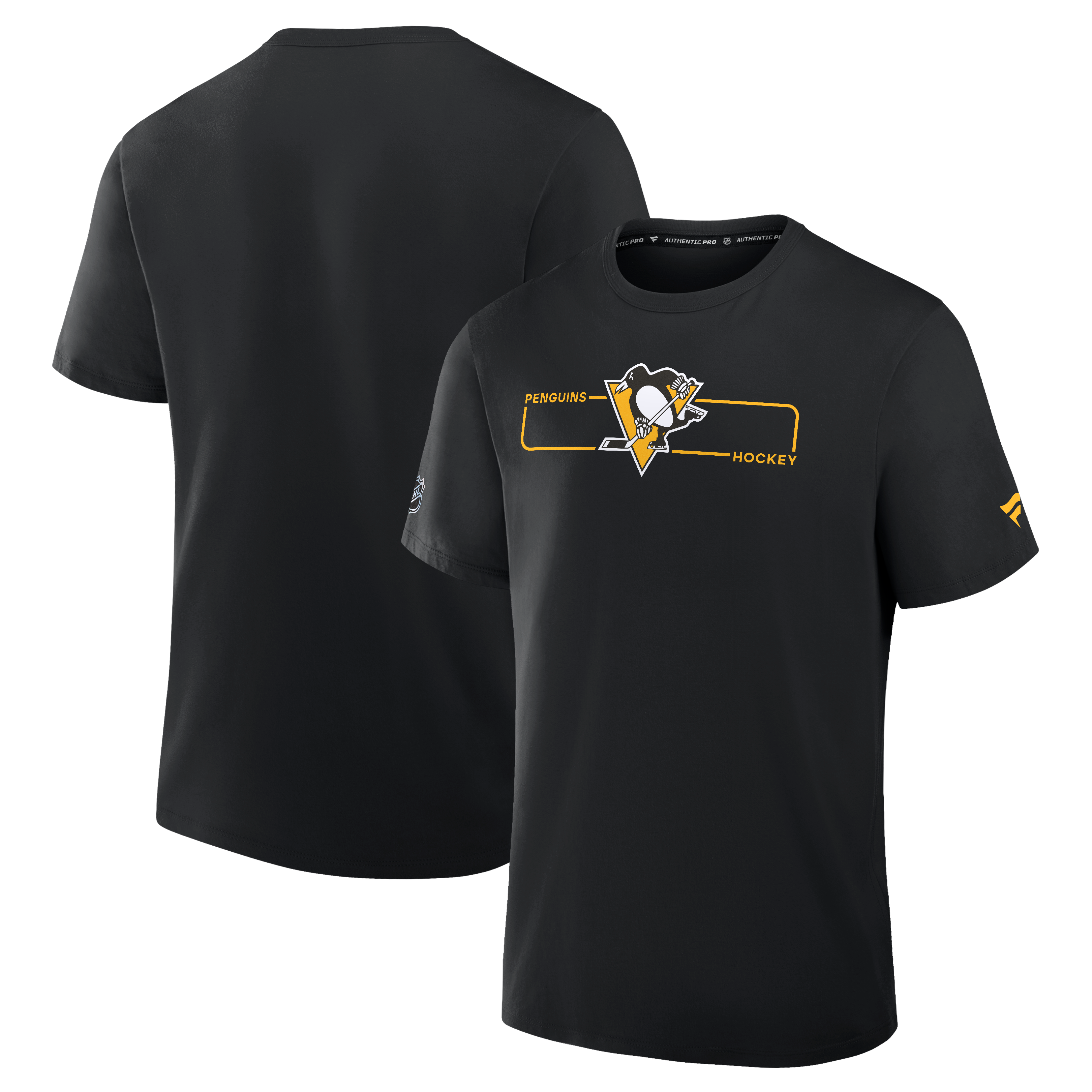 Men's Fanatics Black Pittsburgh Penguins Authentic Pro Primary Logo T-Shirt