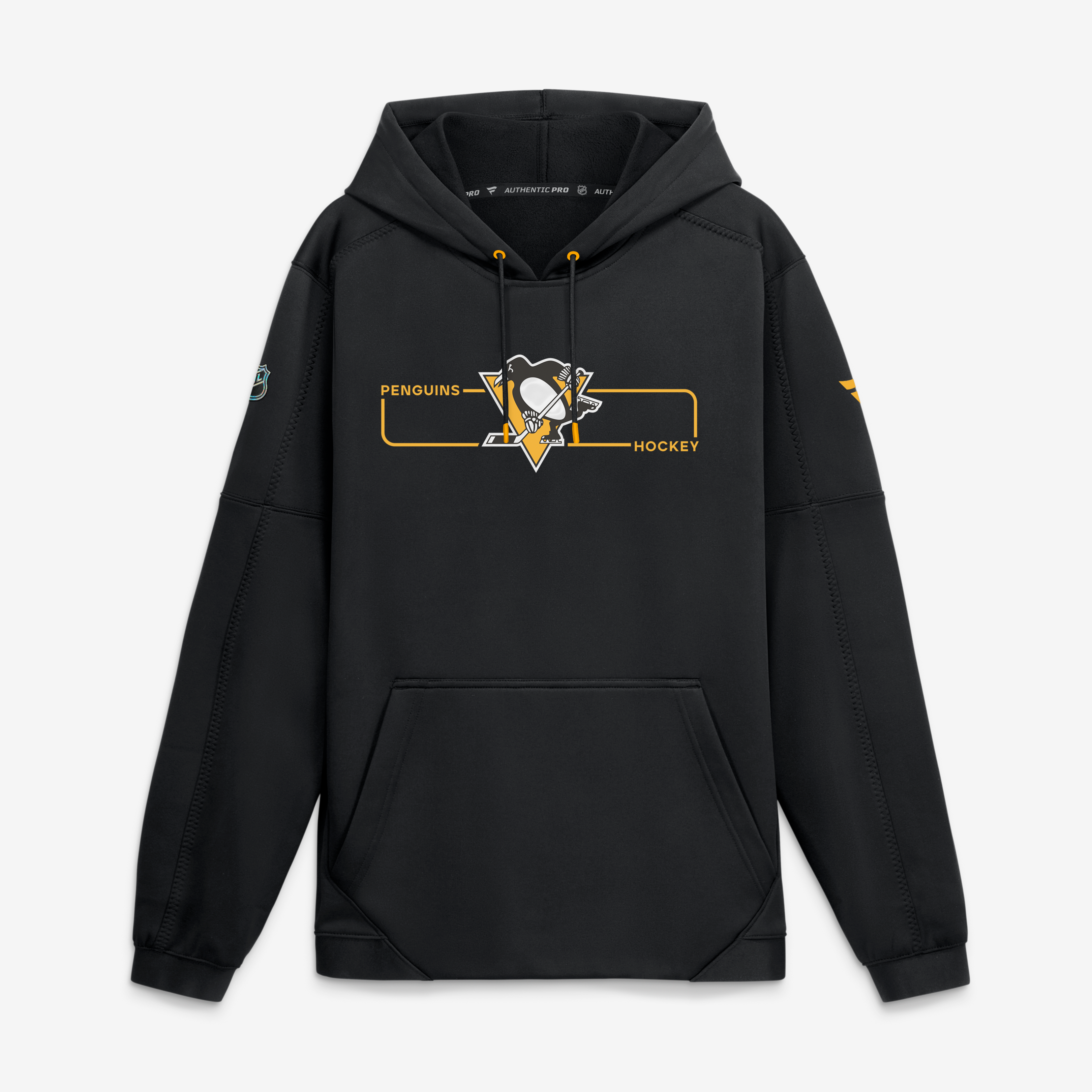 Sweat à capuche polaire authentique Pro Rink des Penguins de Pittsburgh, noir, pour homme, la marque Fanatics.