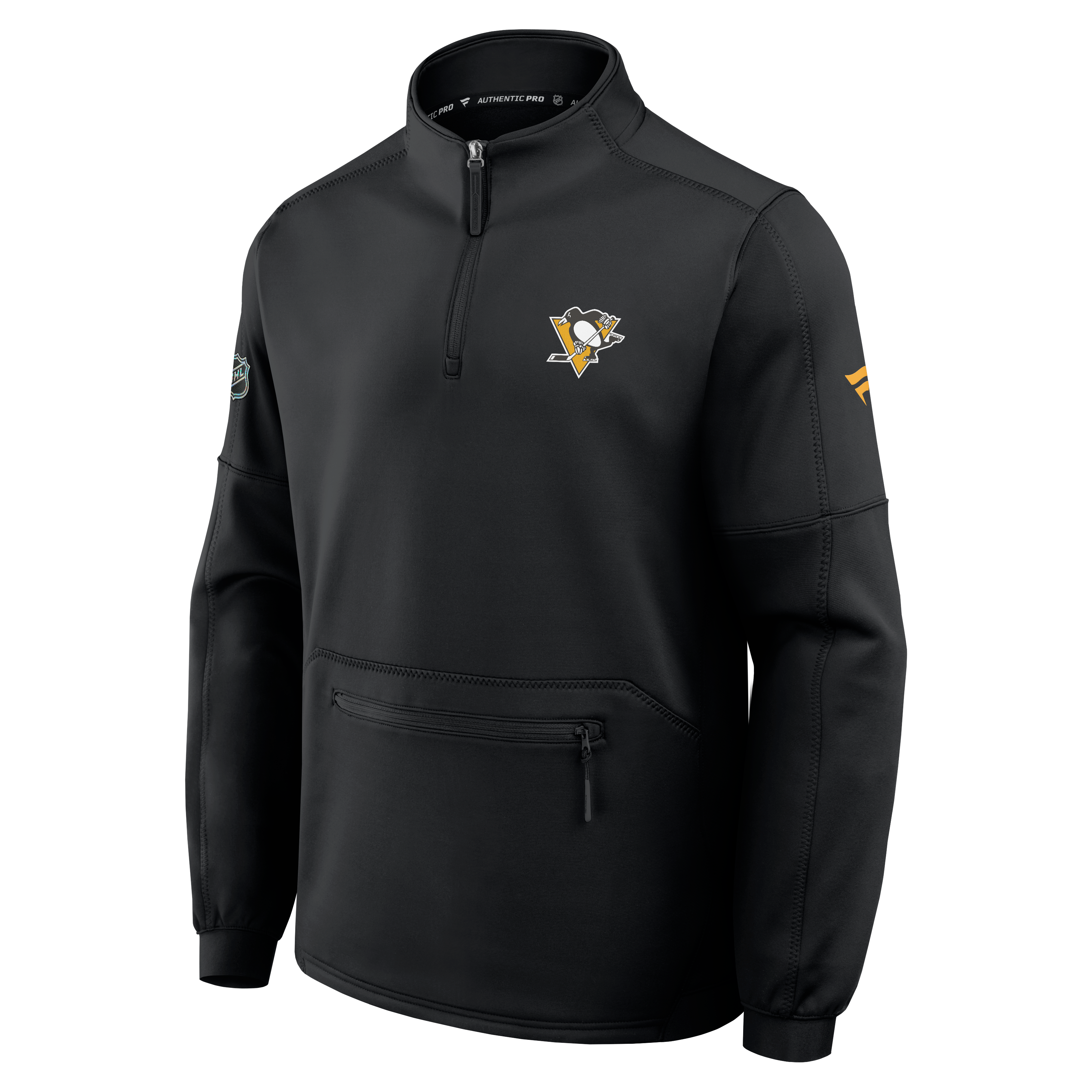 Pull-over polaire authentique Pittsburgh Penguins noir Fanatics à quart de zip pour homme