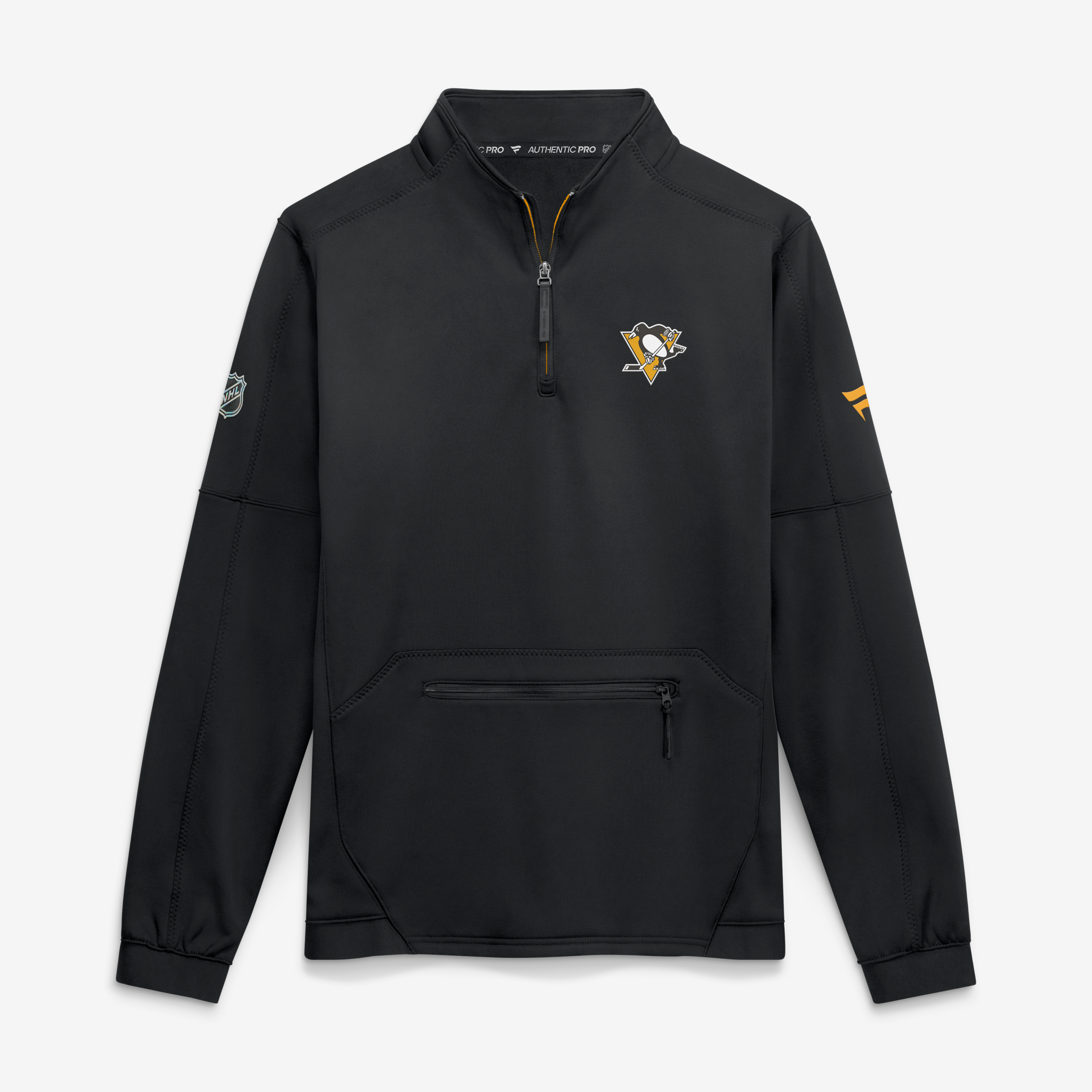 Pull-over polaire authentique Pittsburgh Penguins noir Fanatics à quart de zip pour homme