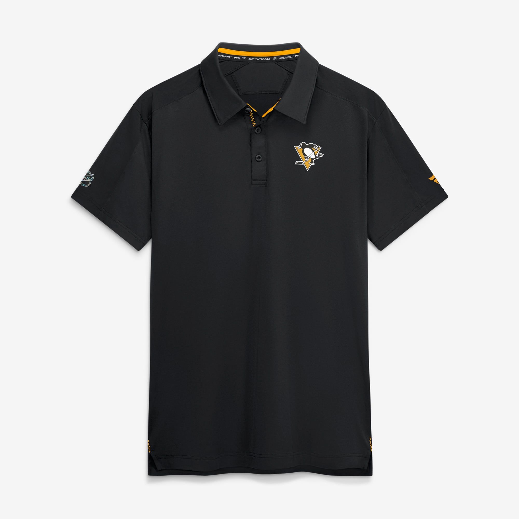 Polo authentique de patinoire professionnel Fanatics noir pour homme, Pittsburgh Penguins