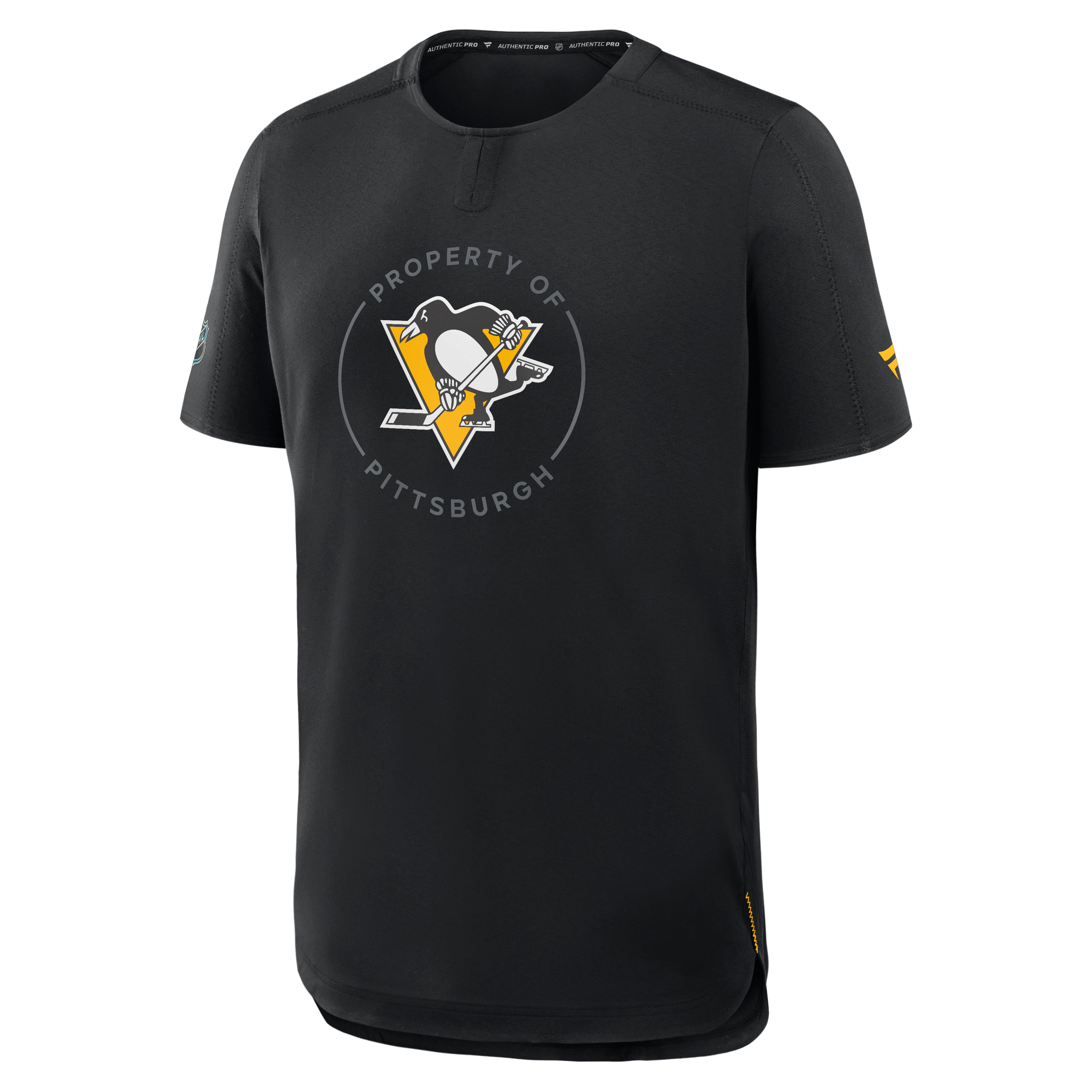 T-shirt de performance authentique Pro Train des Penguins Pittsburgh noirs Fanatics pour hommes