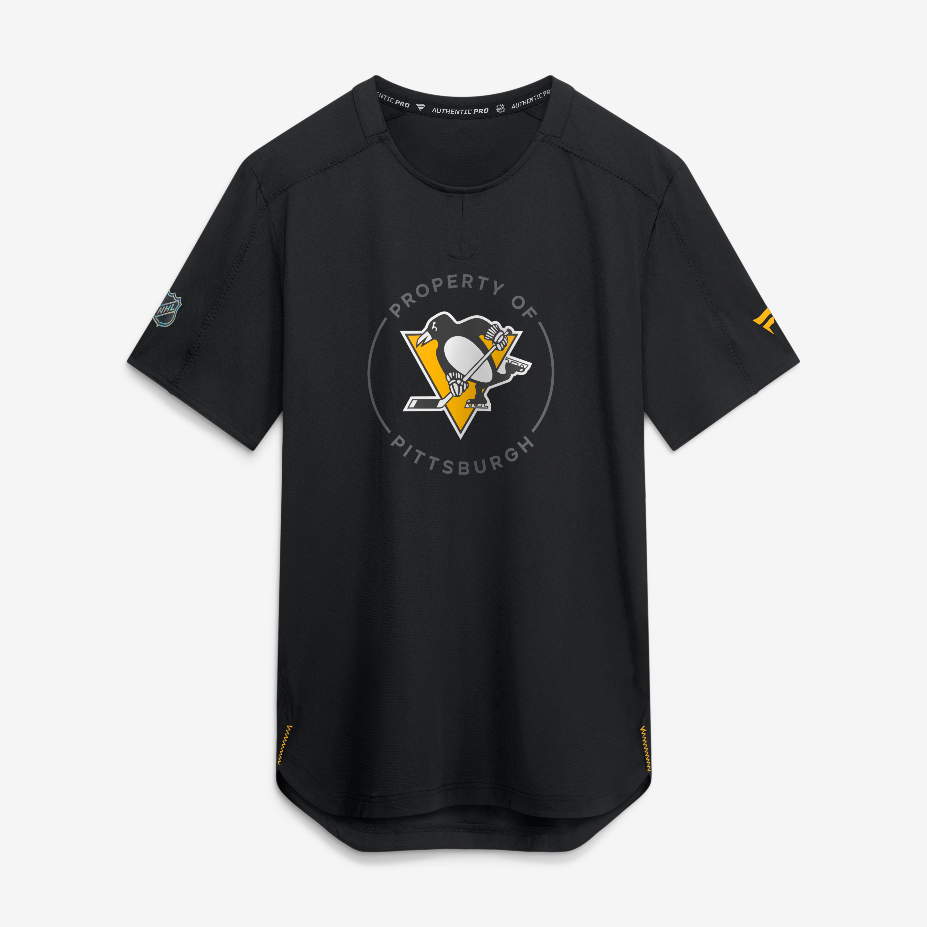 T-shirt de performance authentique Pro Train des Penguins Pittsburgh noirs Fanatics pour hommes