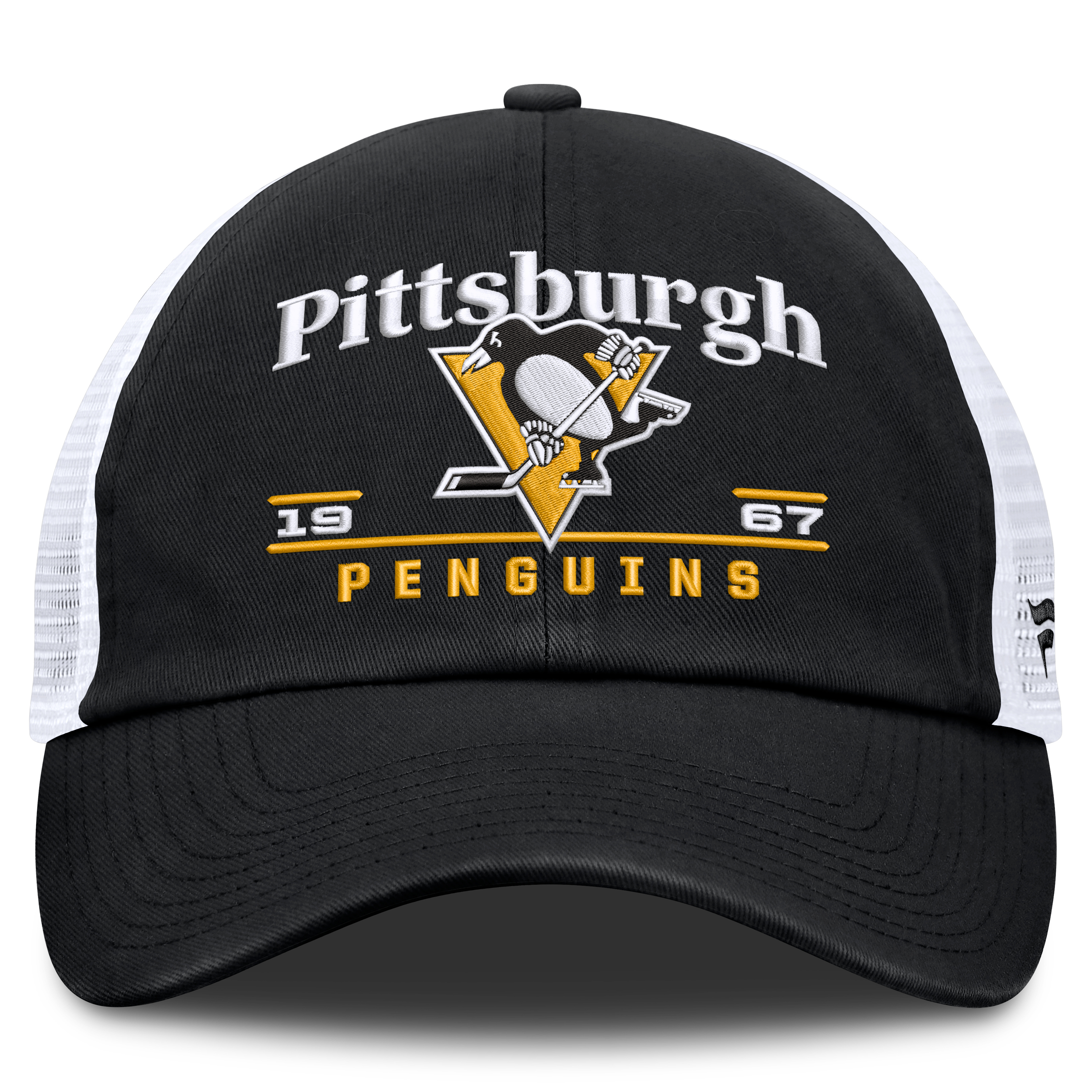 Men's Fanatics Black Pittsburgh Penguins Fundamental Underline Trucker Adjustable Hat