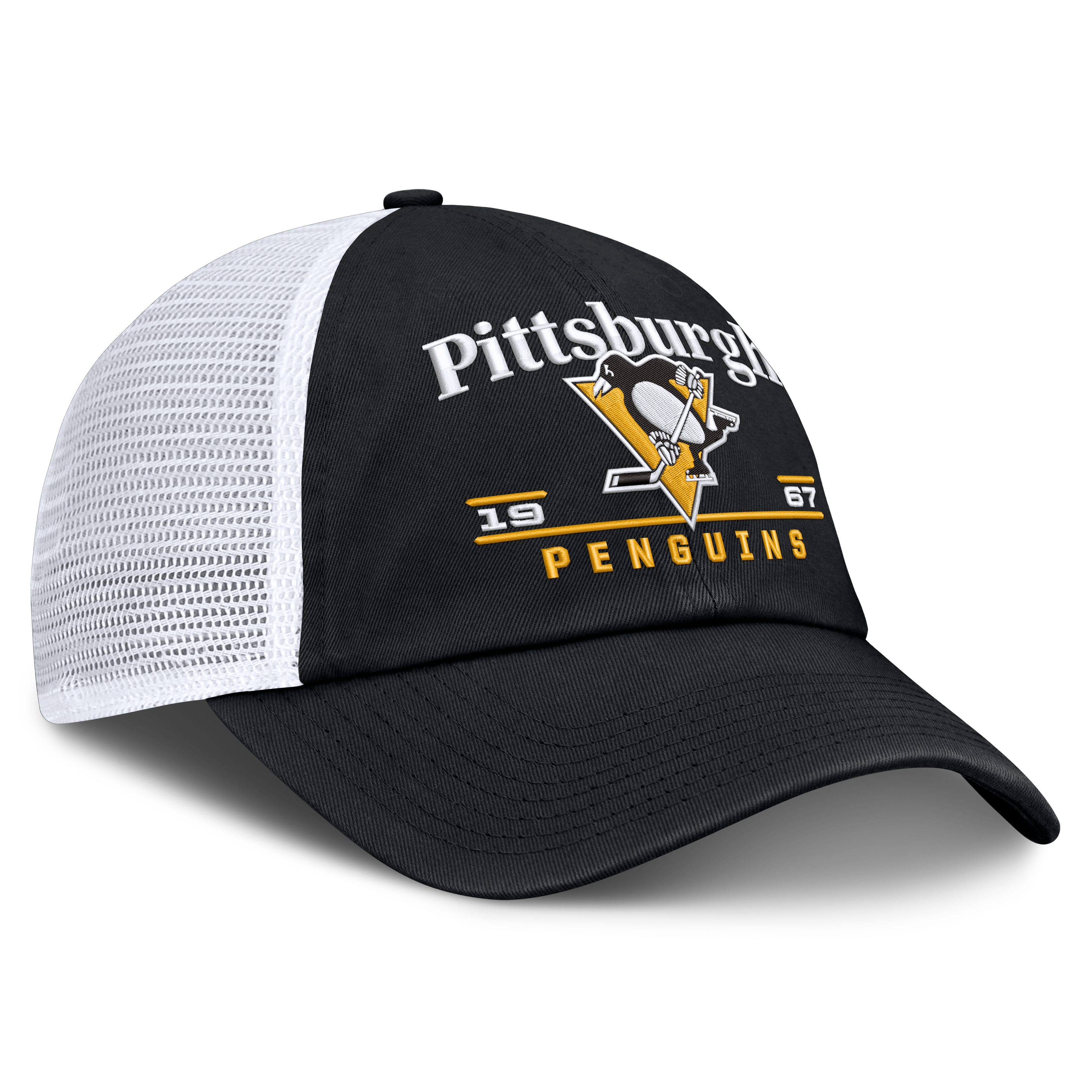 Men's Fanatics Black Pittsburgh Penguins Fundamental Underline Trucker Adjustable Hat