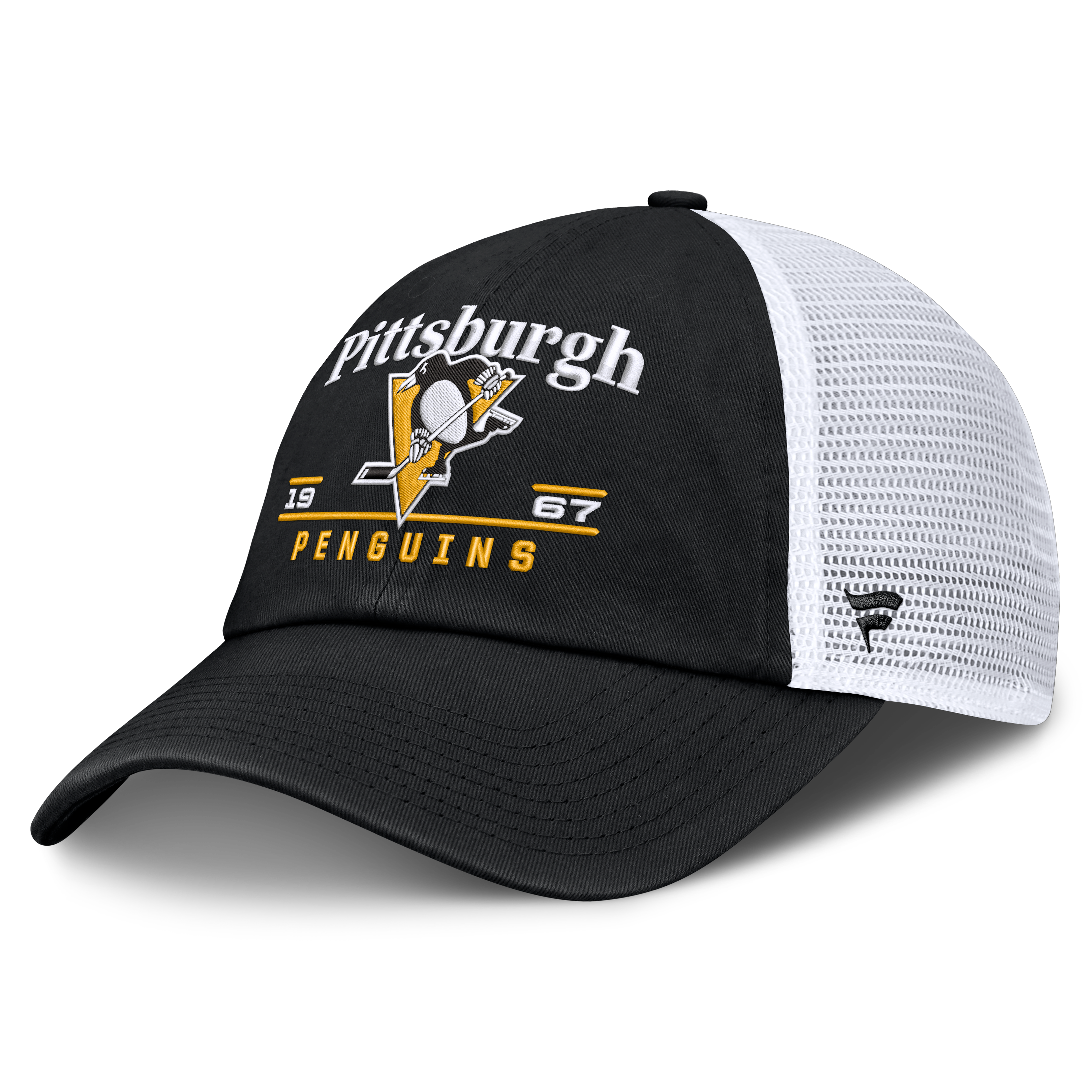 Men's Fanatics Black Pittsburgh Penguins Fundamental Underline Trucker Adjustable Hat