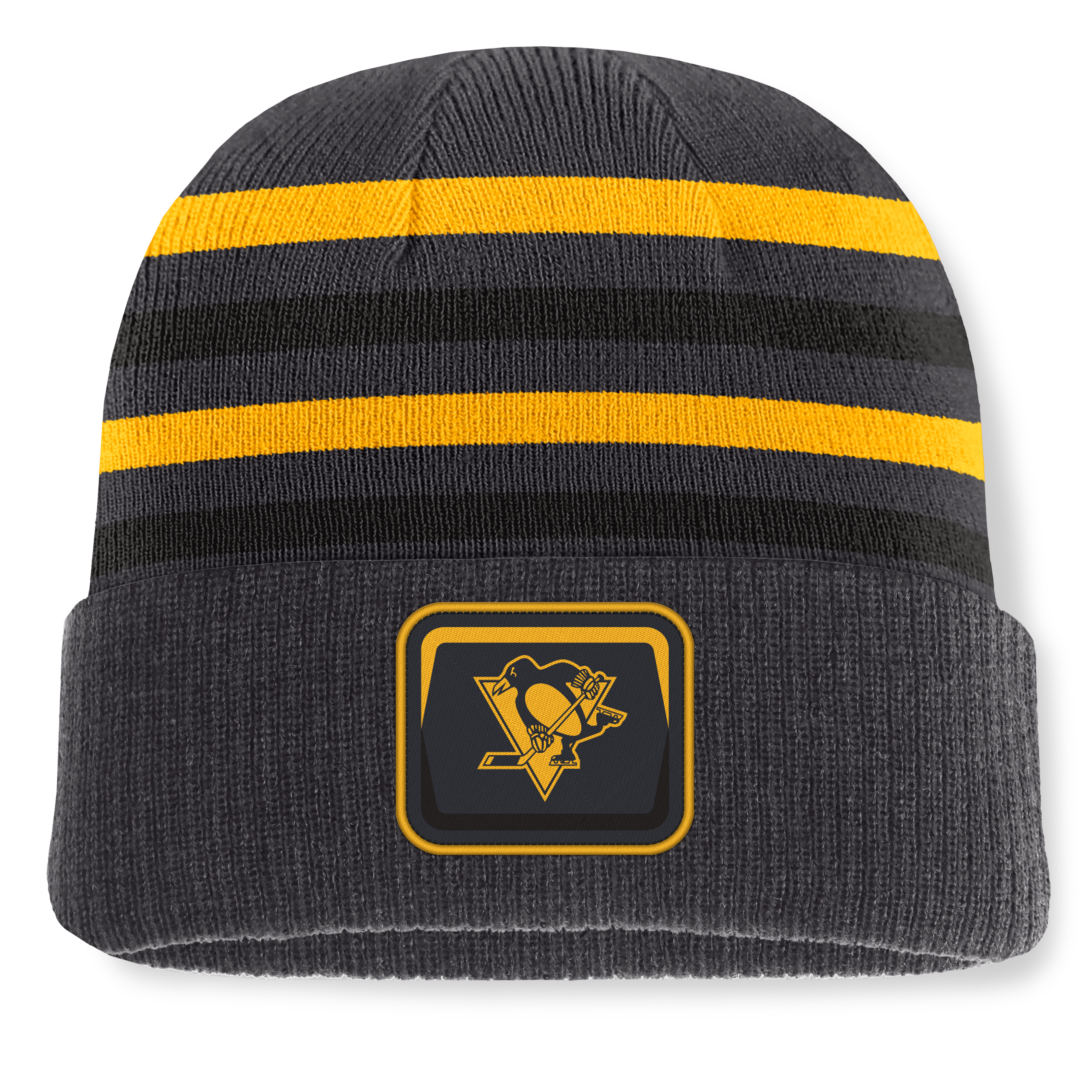 Men's Fanatics Black Pittsburgh Penguins Knurly Stripe Cuffed Knit Hat