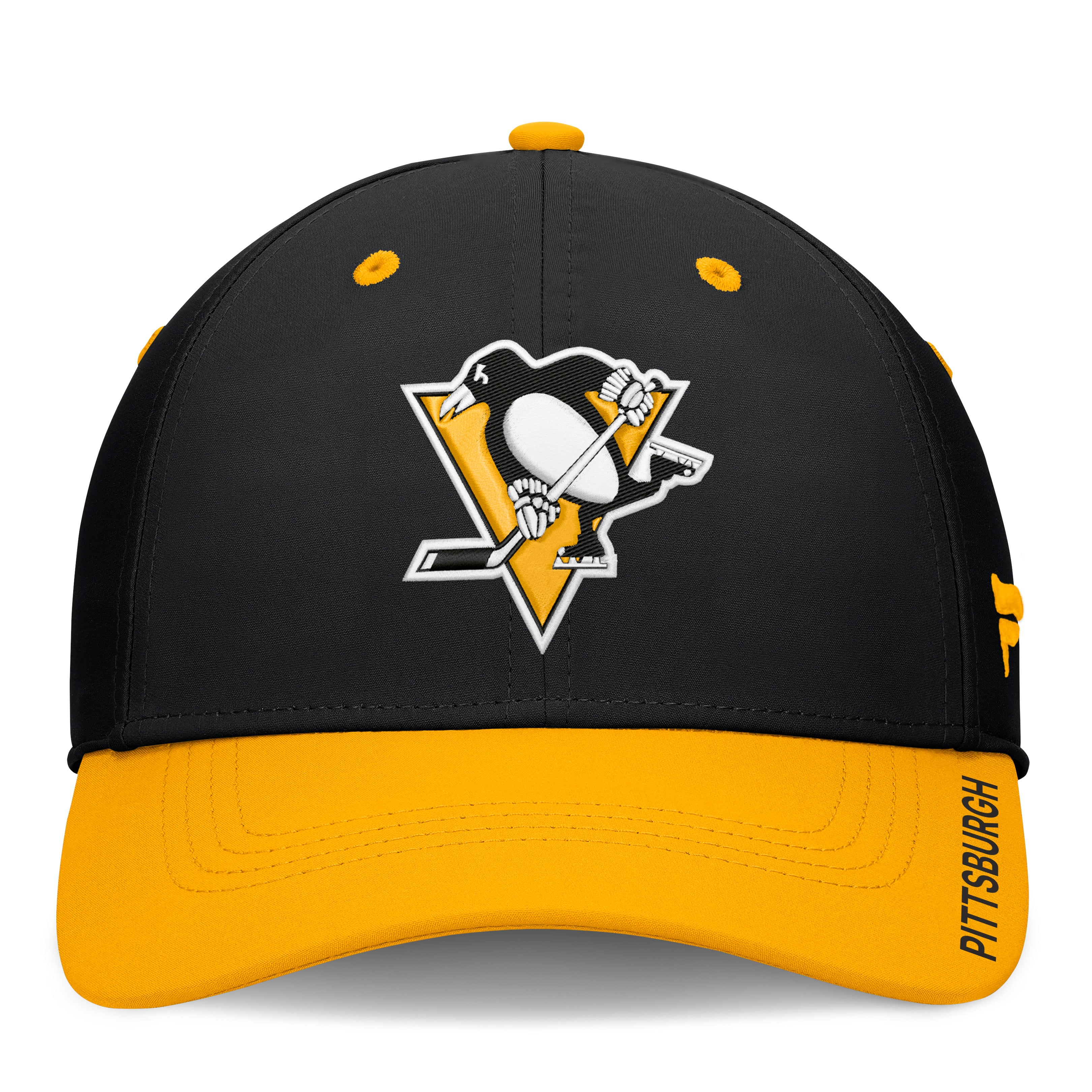 Casquette extensible authentique Pittsburgh Penguins noire et or Fanatics pour homme