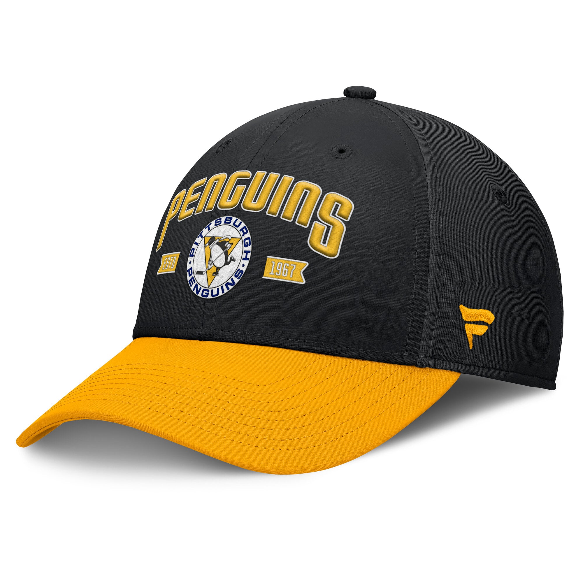 Men's Pittsburgh Penguins Fanatics Black/Gold Heritage Captain Flex Hat