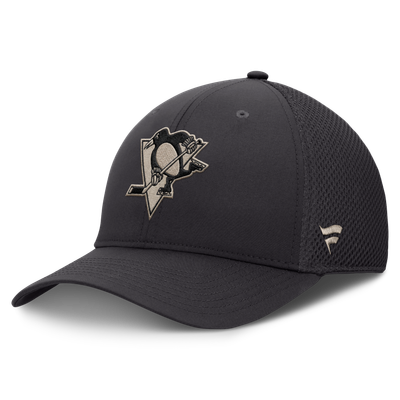 Pittsburgh Penguins Fanatics Authentic Pro Road Meshback Stretch Hat - Charcoal
