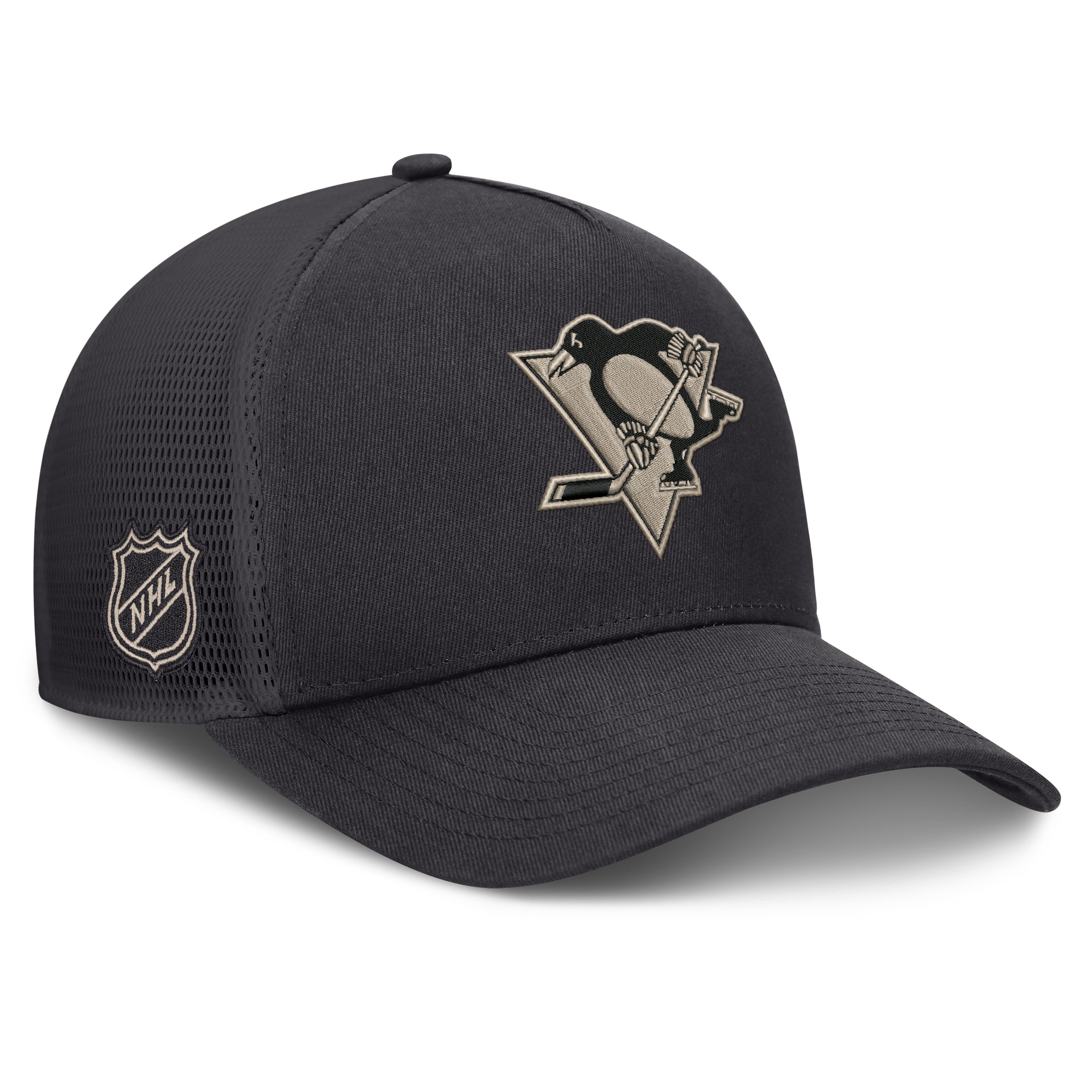 Men's Fanatics Charcoal Pittsburgh Penguins Road Soft Wash A-Frame Meshback Hat