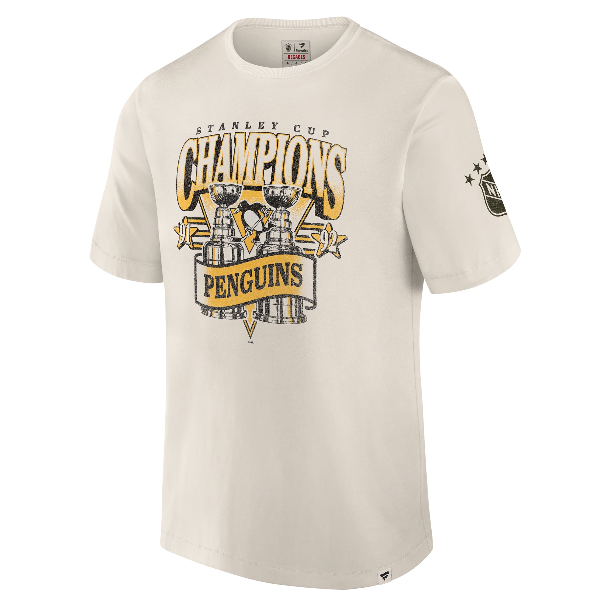 T-shirt intemporel Fanatics Cream Pittsburgh Penguins Collection Decades pour homme