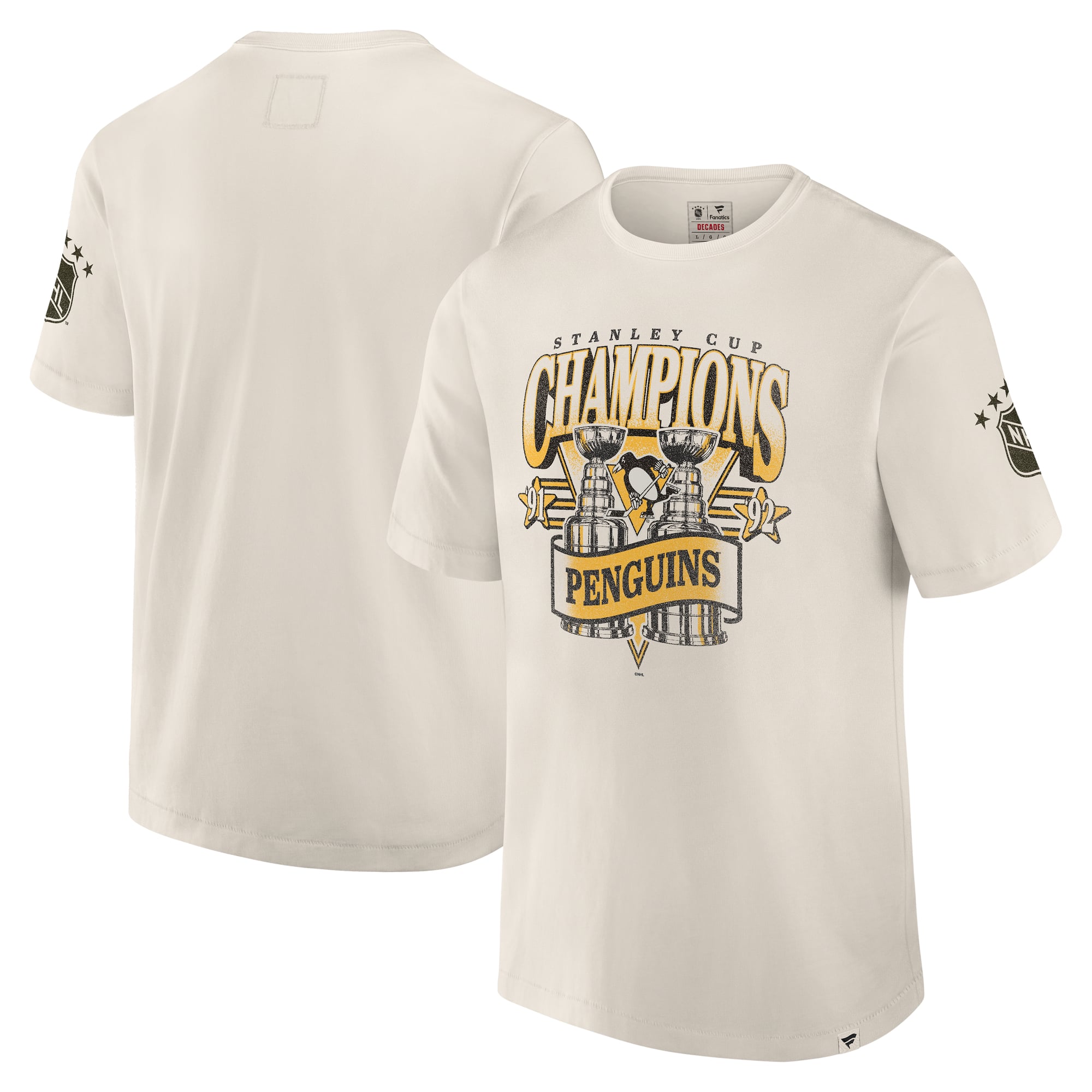 T-shirt intemporel Fanatics Cream Pittsburgh Penguins Collection Decades pour homme