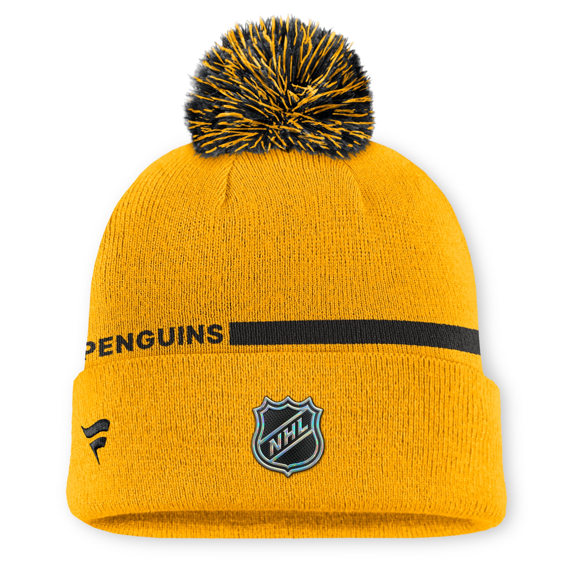 Men's Fanatics Gold Pittsburgh Penguins Authentic Pro Alternate Cuffed Knit Hat with Pom