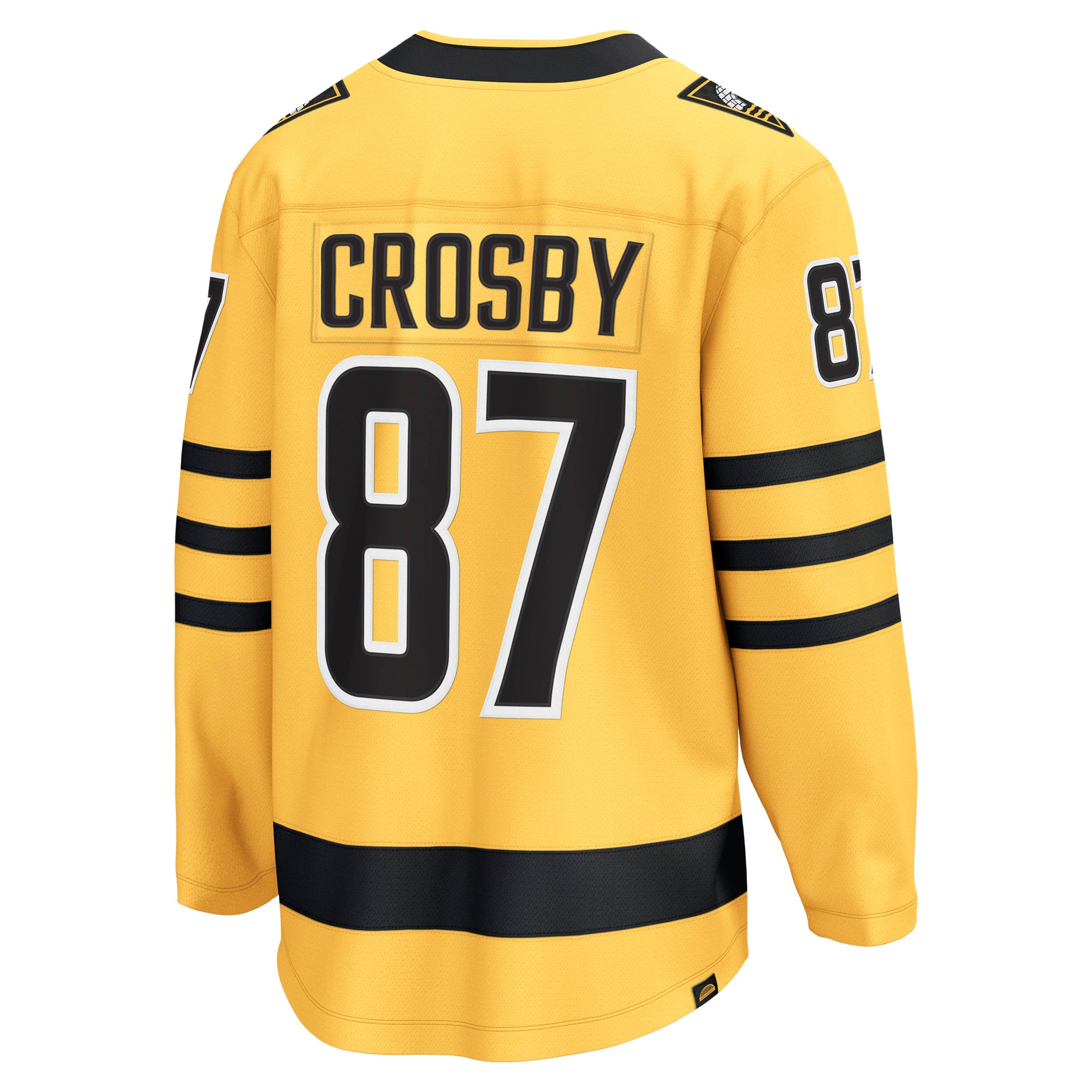 Maillot de joueur remplaçant des Penguins Pittsburgh, Sidney Crosby, doré, fanatiques pour hommes