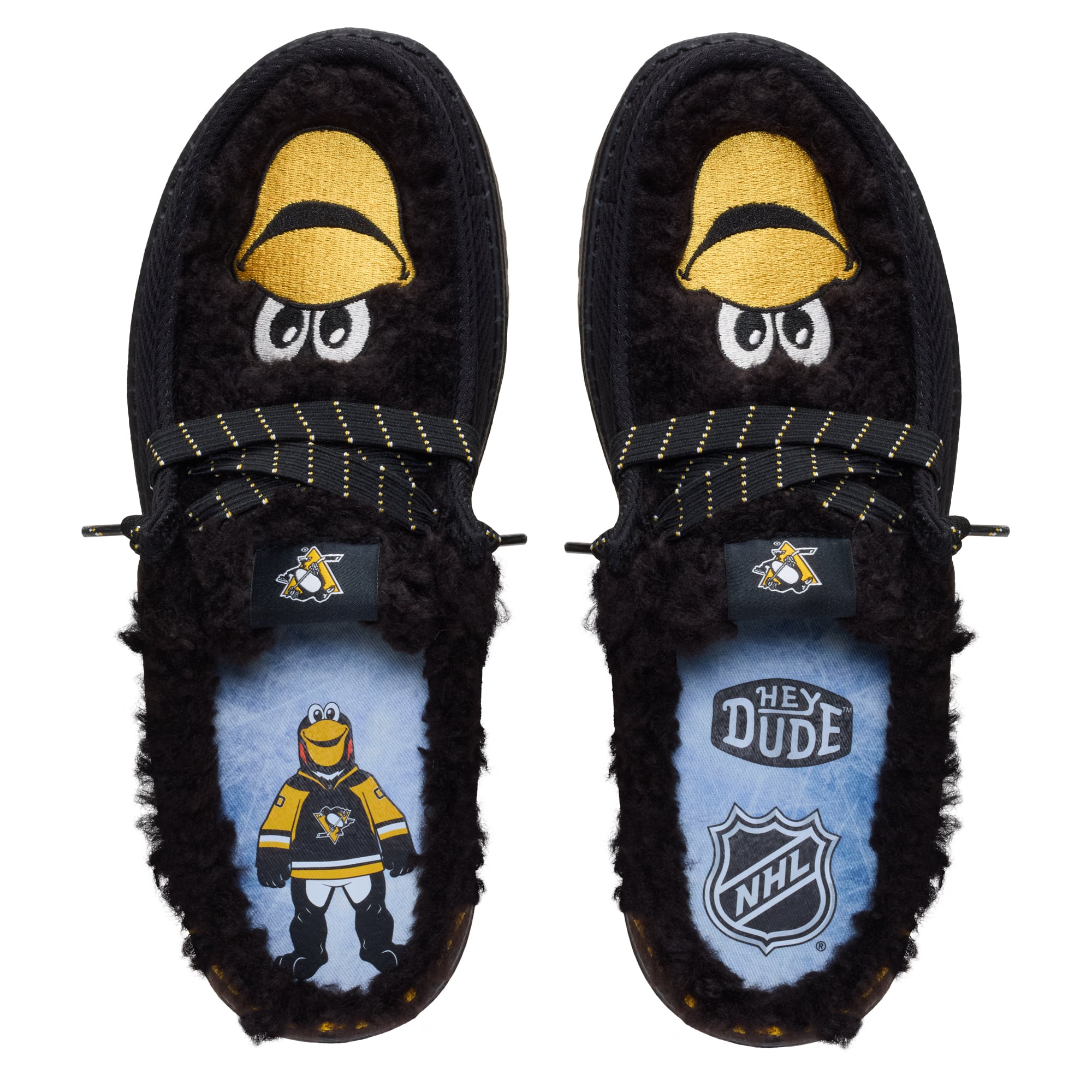 Men's Hey Dude Black Pittsburgh Penguins Wally Casual Slippers