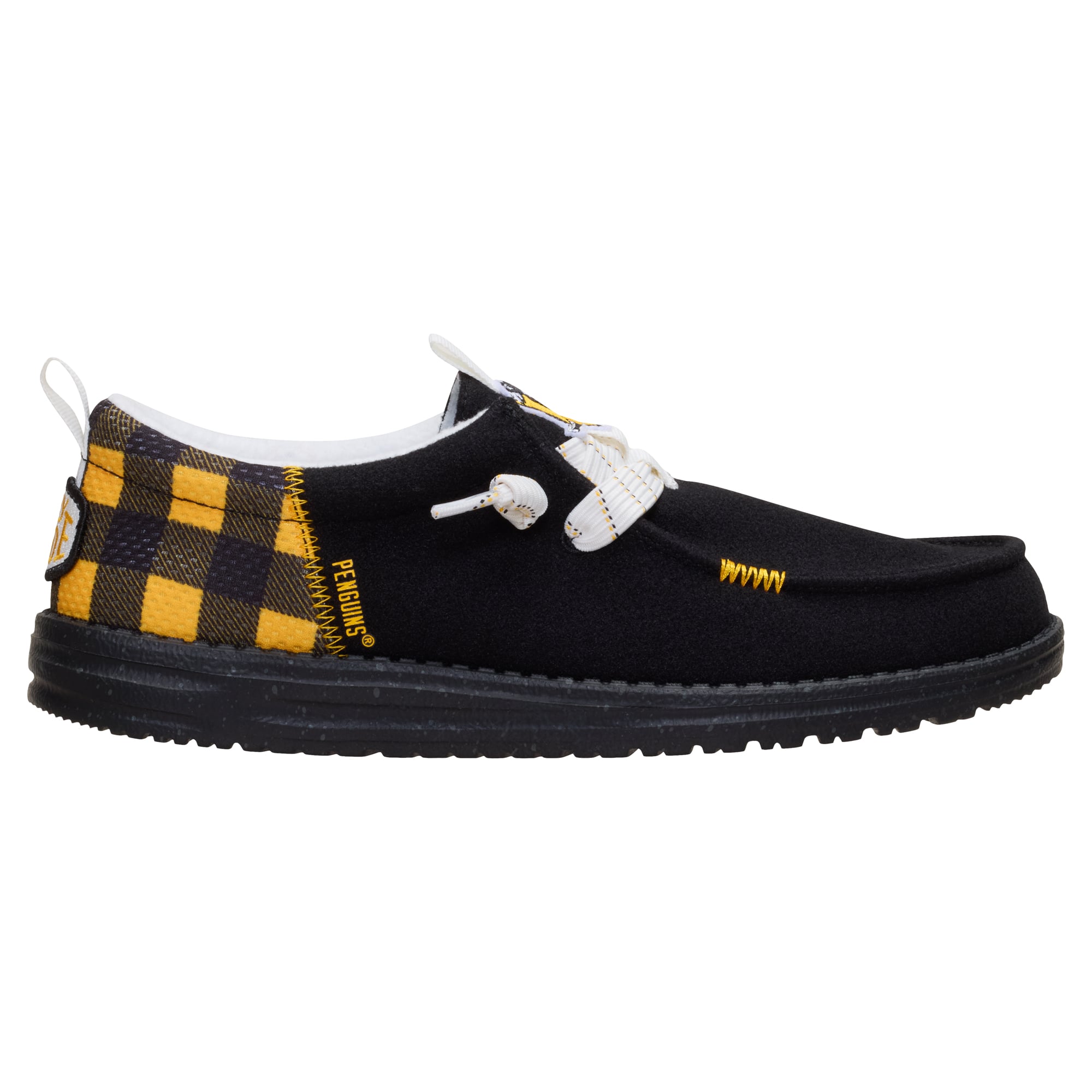 Men's Hey Dude Black Pittsburgh Penguins Wally Funk Casual Slip-On Shoes