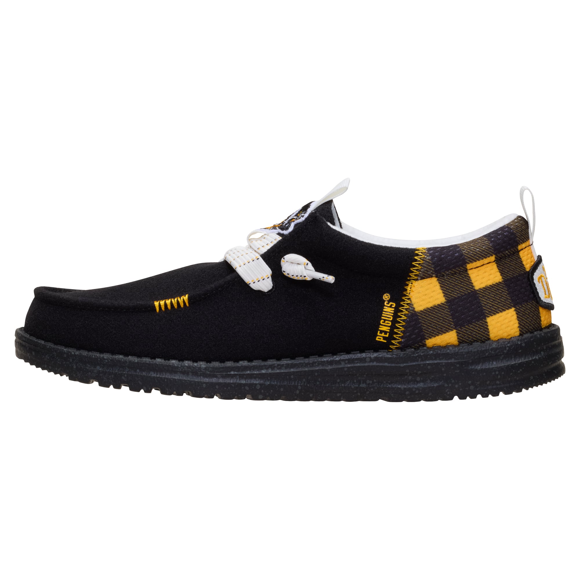 Men's Hey Dude Black Pittsburgh Penguins Wally Funk Casual Slip-On Shoes