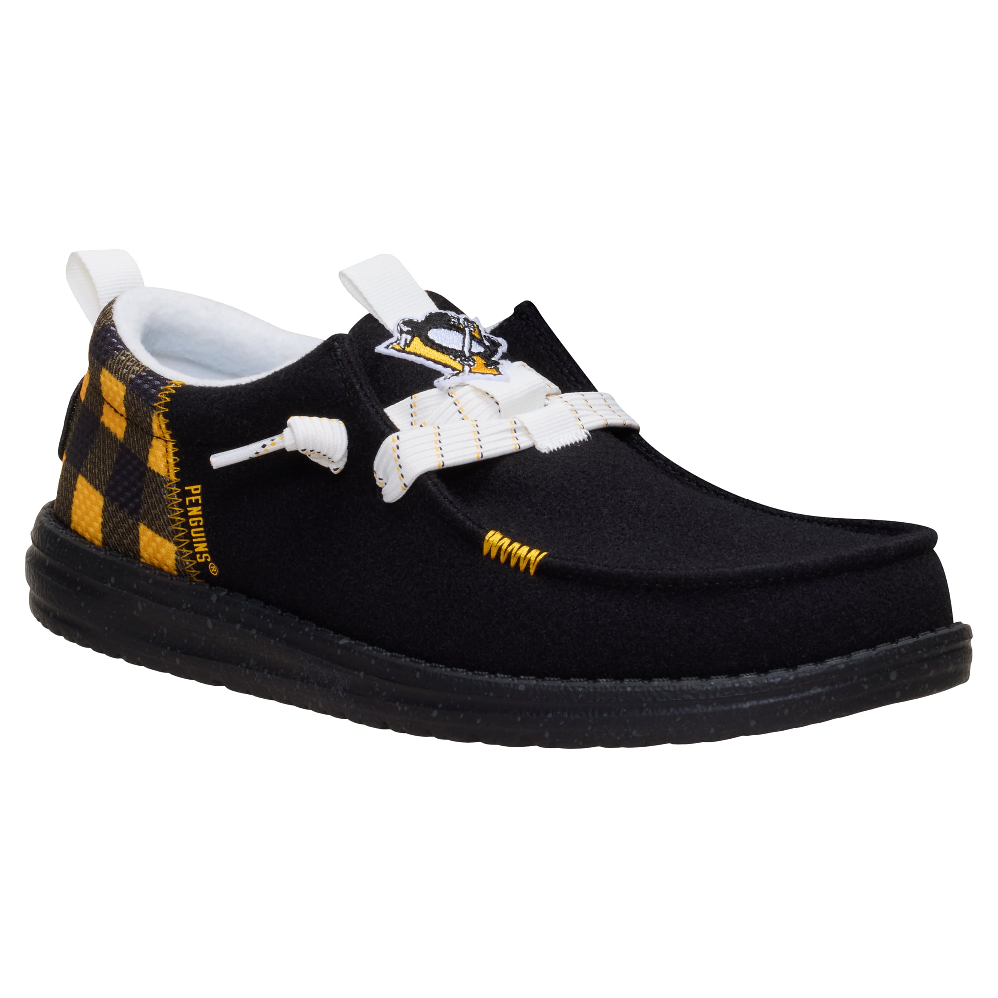 Men's Hey Dude Black Pittsburgh Penguins Wally Funk Casual Slip-On Shoes
