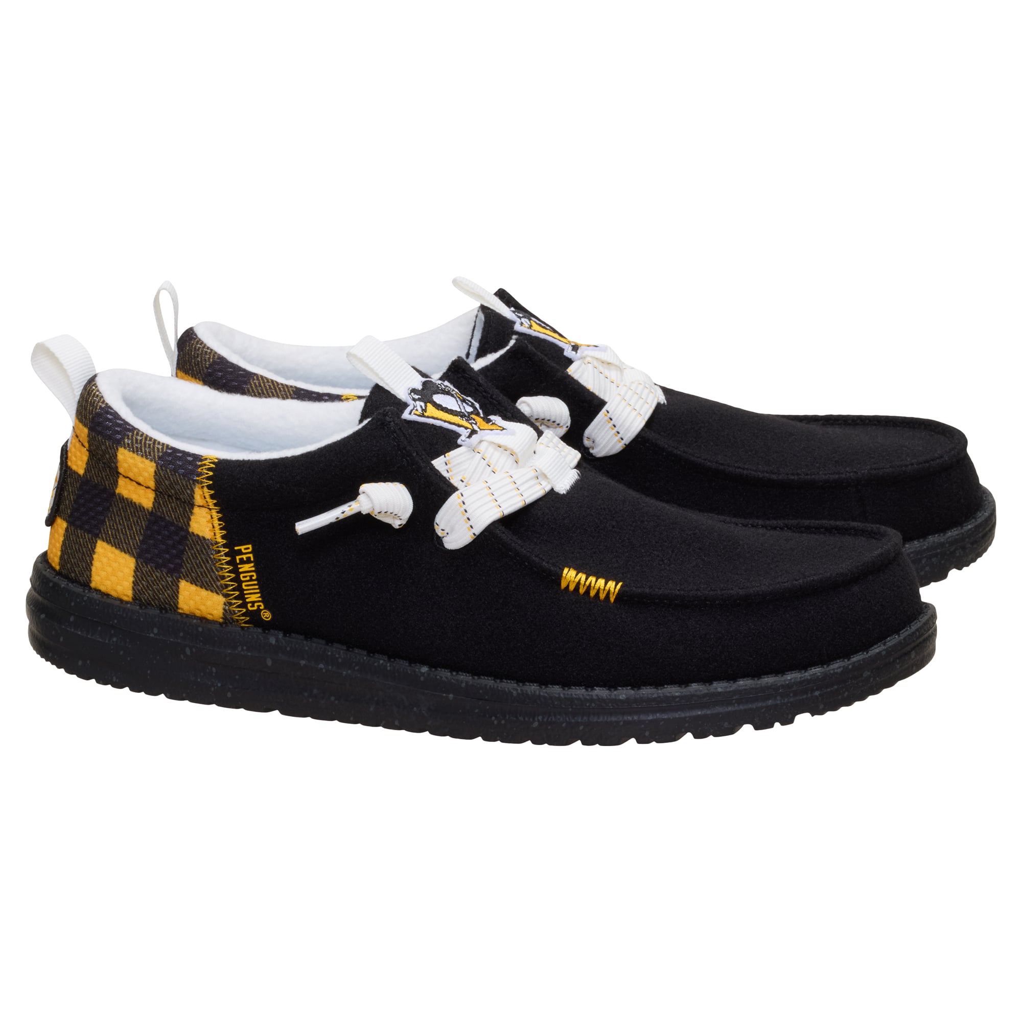 Men's Hey Dude Black Pittsburgh Penguins Wally Funk Casual Slip-On Shoes