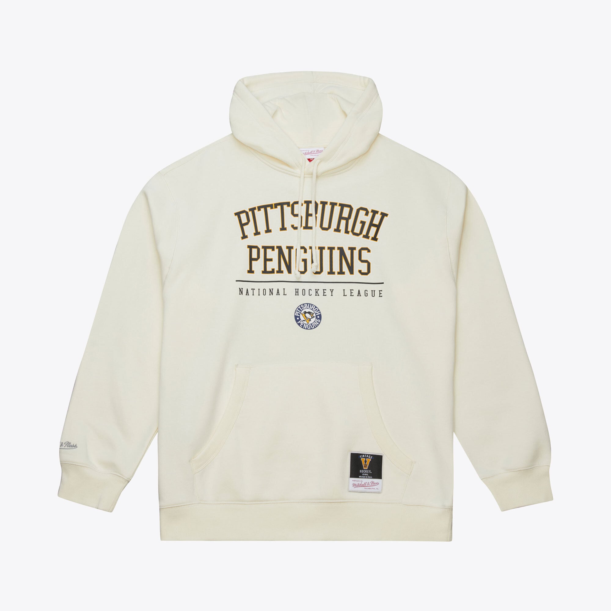 Sweat à capuche en polaire Mitchell & Ness crème Pittsburgh Penguins Walk-Off pour homme