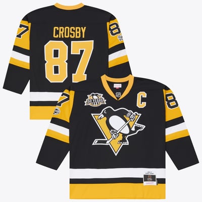 Maillot de jeu de puissance noir Sidney Crosby Mitchell & Ness des Penguins de Pittsburgh pour hommes, saison 2016/17