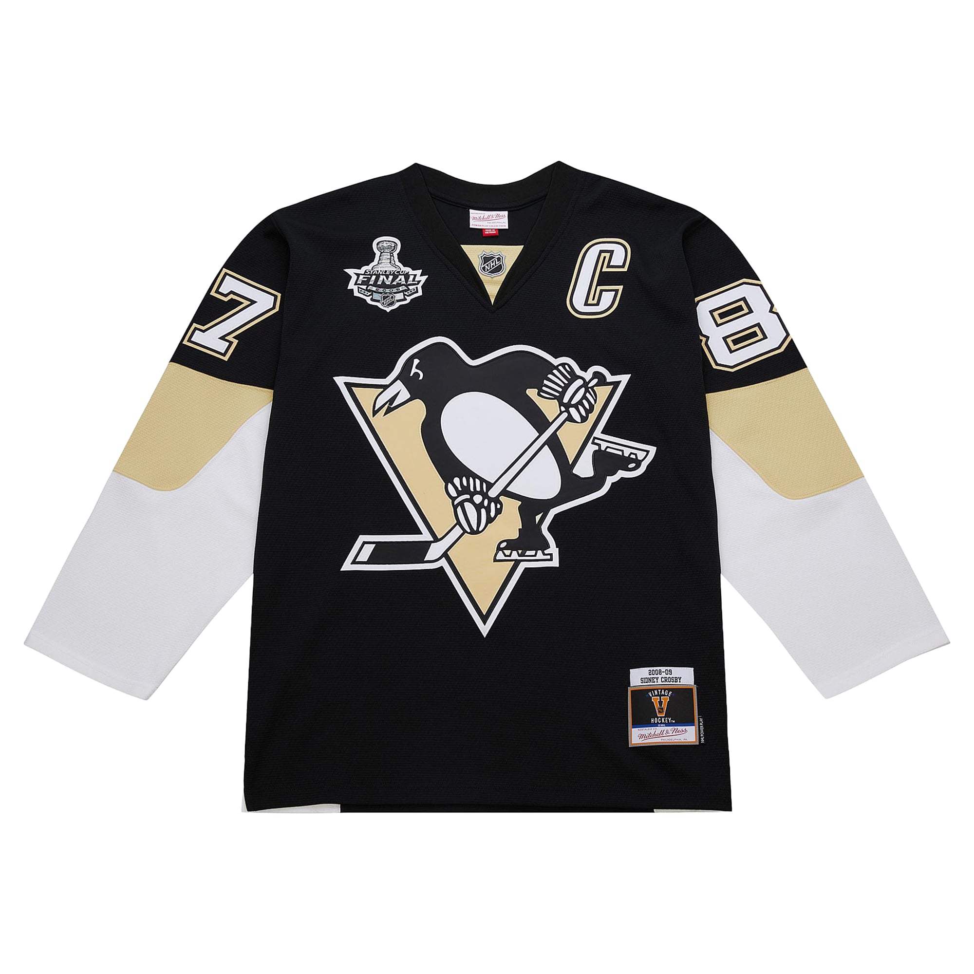 Men's Mitchell & Ness Sidney Crosby Light Blue Pittsburgh Penguins Big Tall 2008/09 Captain Patch Power Play Jersey