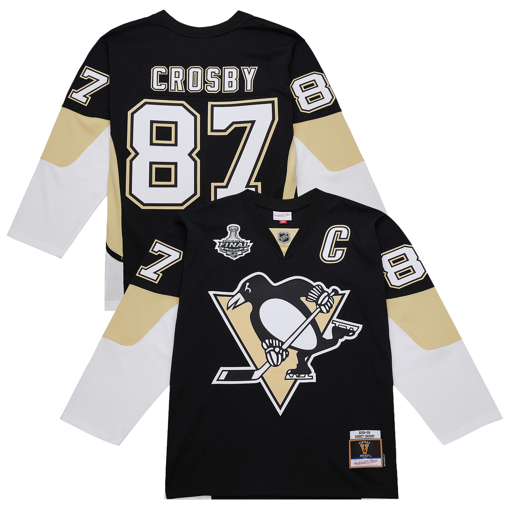 Men's Mitchell & Ness Sidney Crosby Light Blue Pittsburgh Penguins Big Tall 2008/09 Captain Patch Power Play Jersey