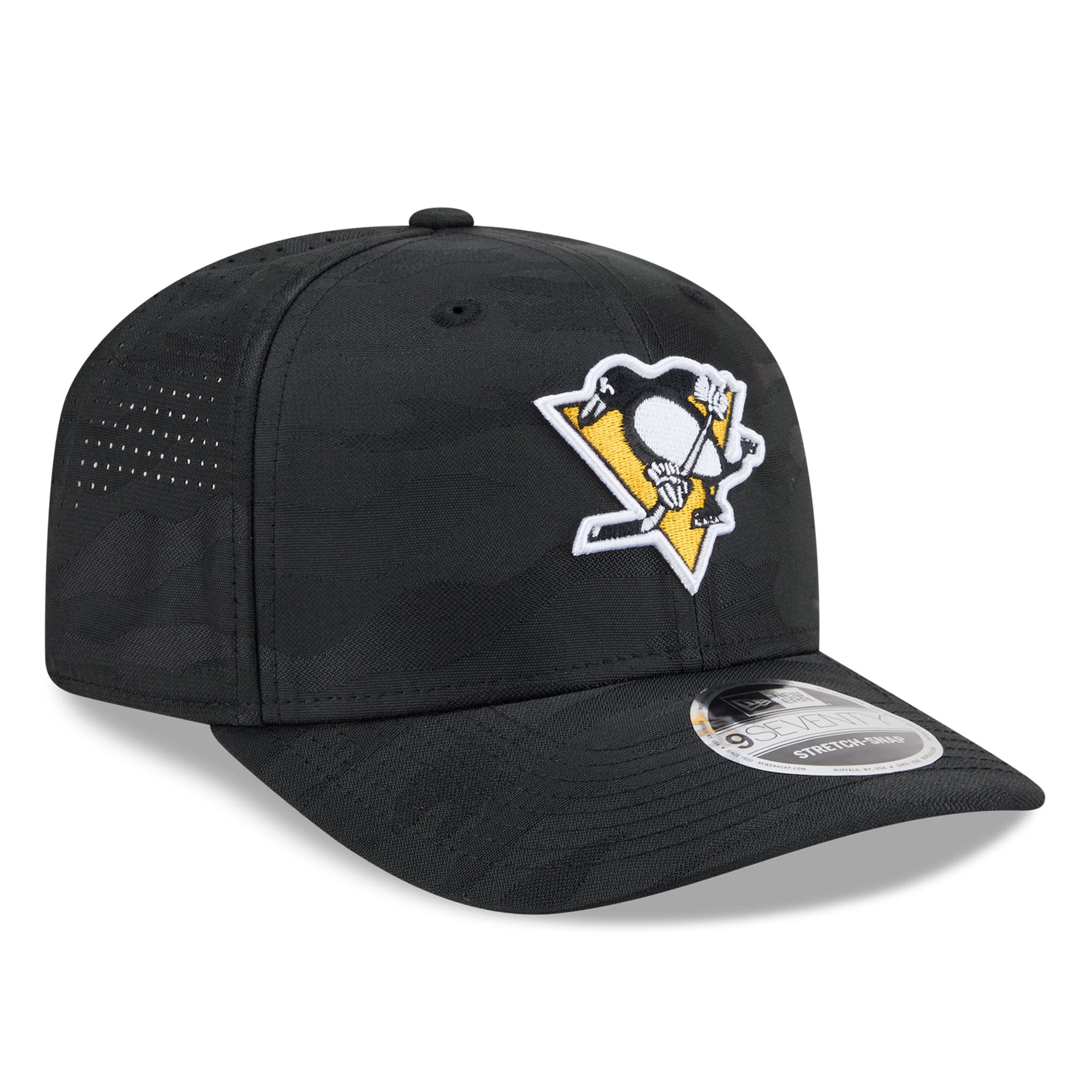 Casquette ajustable perforée New Era noire Pittsburgh Penguins camouflage 9SEVENTY pour homme