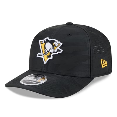 Men's Pittsburgh Penguins New Era Black Camo 9SEVENTY Perforated Adjustable Hat