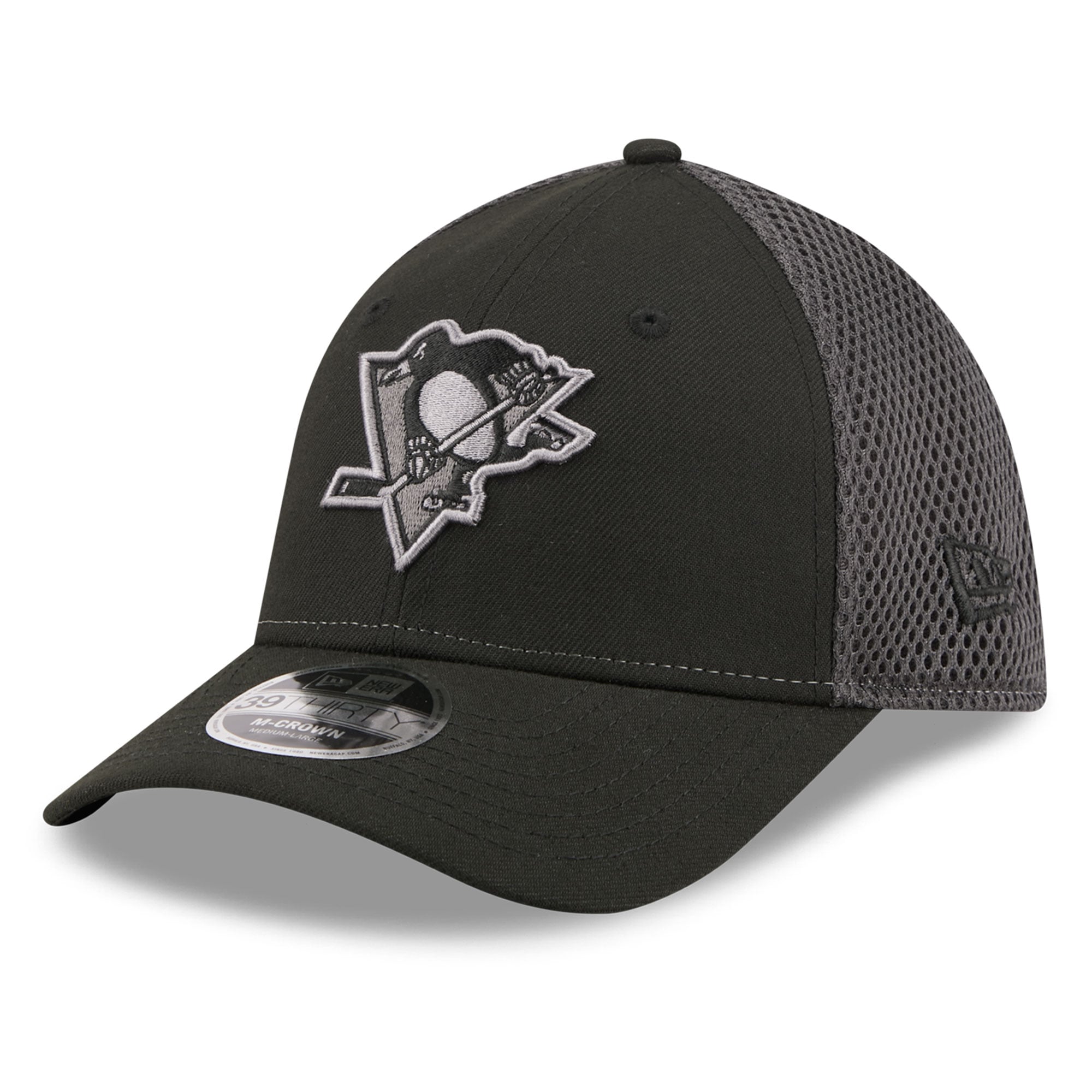 Casquette extensible New Era noire Pittsburgh Penguins Neo Mesh 39THIRTY M-Crown pour homme