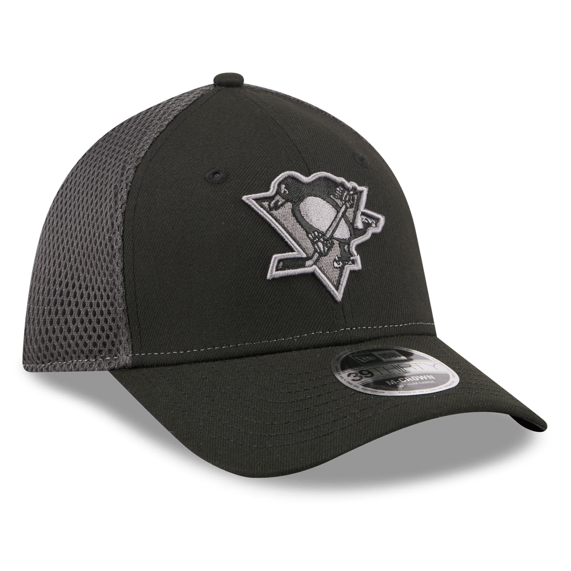 Casquette extensible New Era noire Pittsburgh Penguins Neo Mesh 39THIRTY M-Crown pour homme