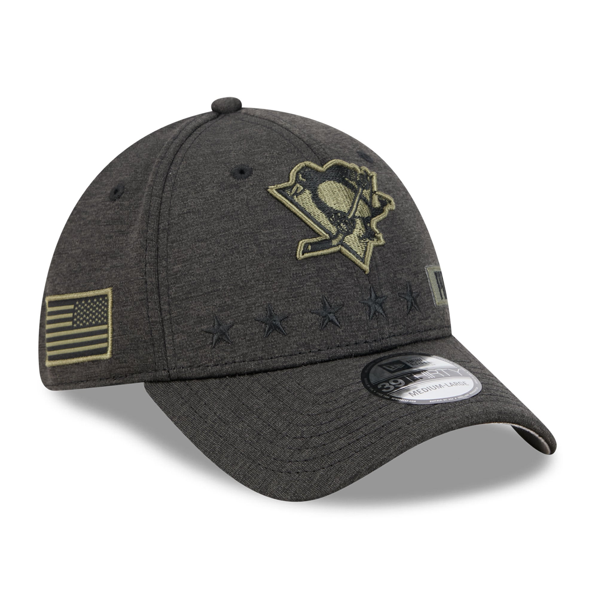 Casquette extensible New Era Stealth Mode Flex 39Thirty noire pour homme, Pittsburgh Penguins