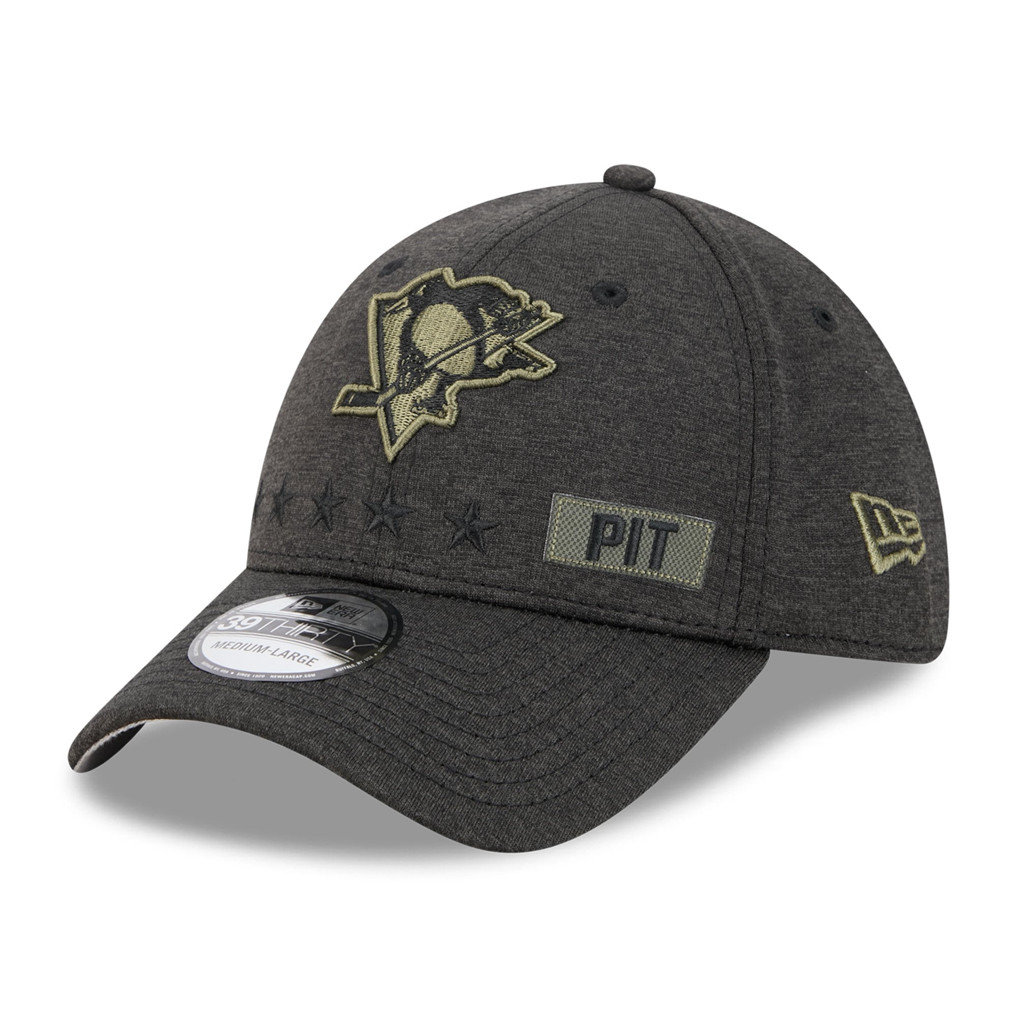 Casquette extensible New Era Stealth Mode Flex 39Thirty noire pour homme, Pittsburgh Penguins