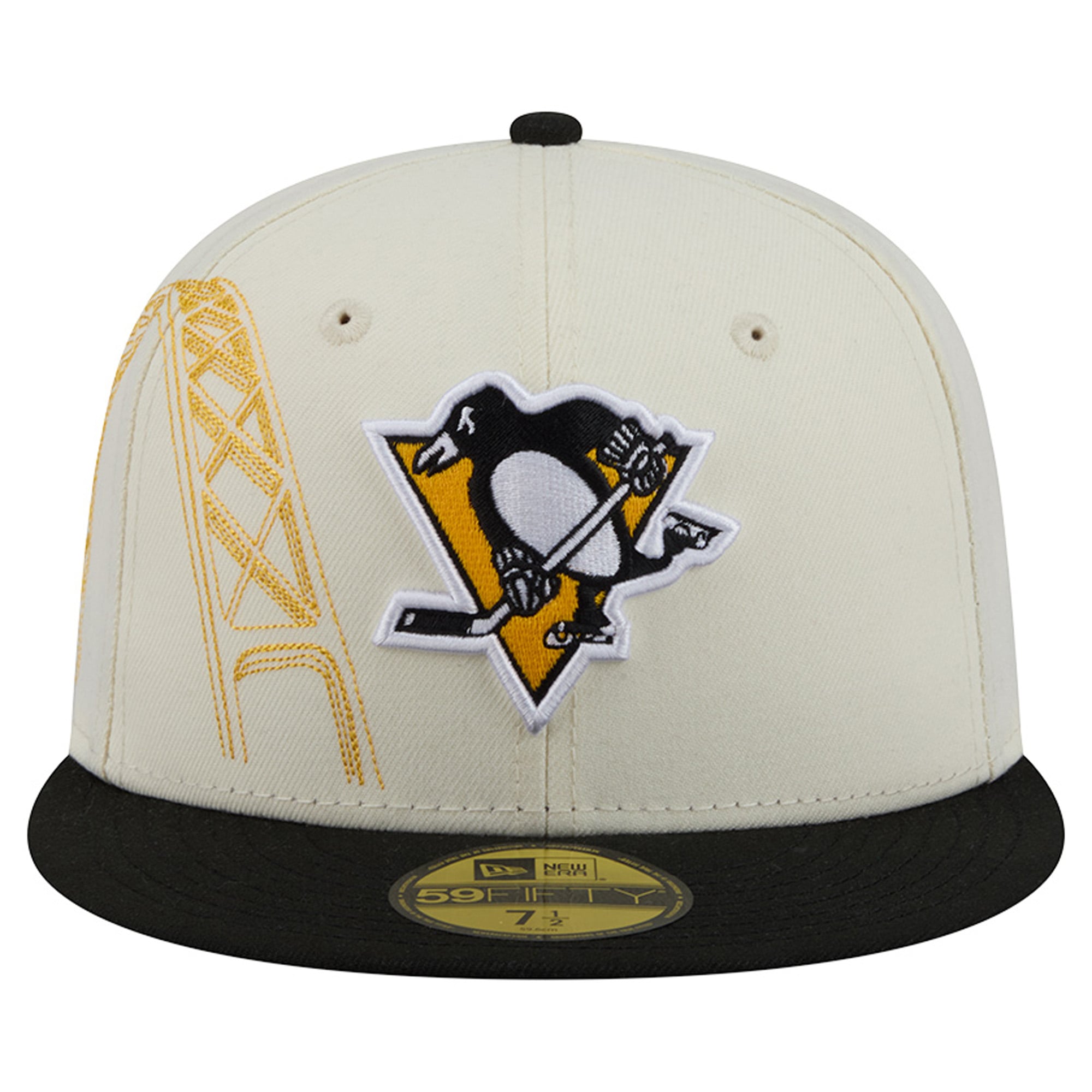 Casquette ajustée New Era 59FIFTY crème/noir Pittsburgh Penguins pour homme