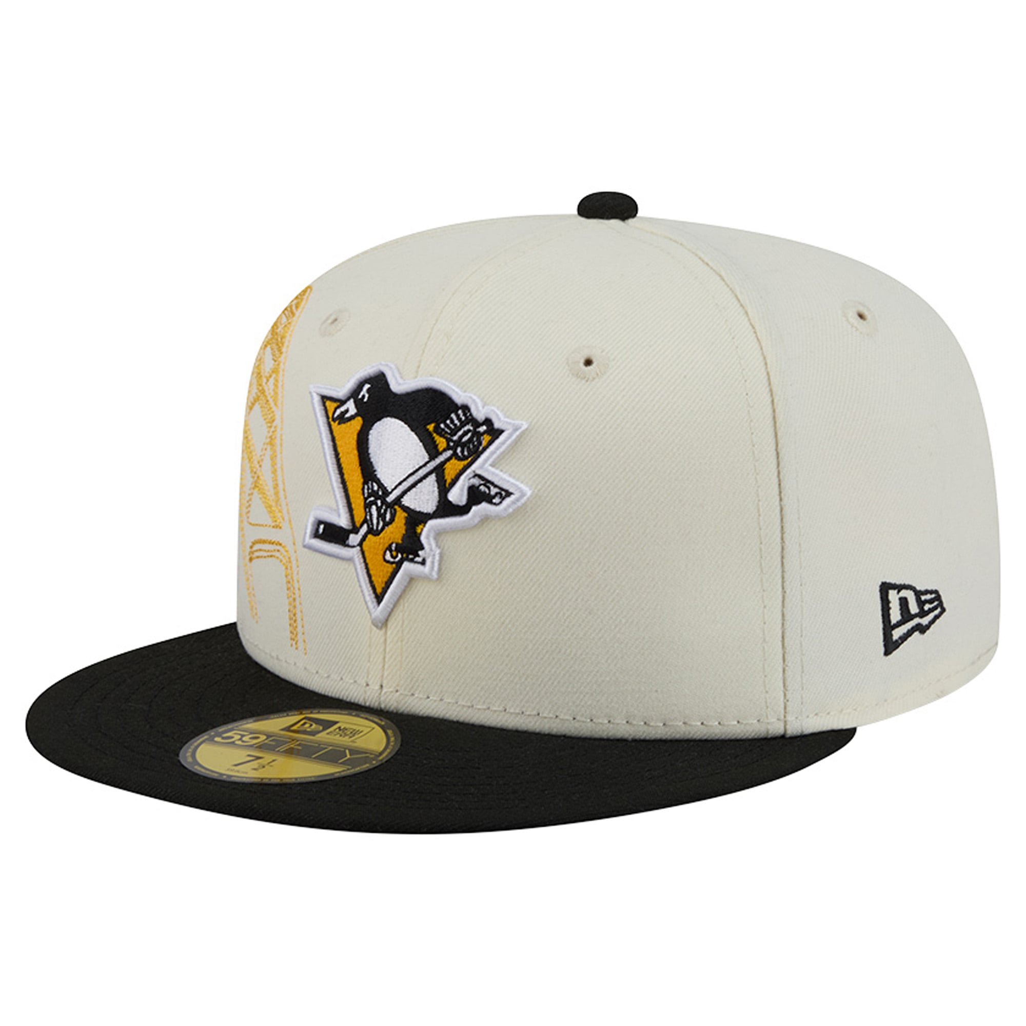 Casquette ajustée New Era 59FIFTY crème/noir Pittsburgh Penguins pour homme