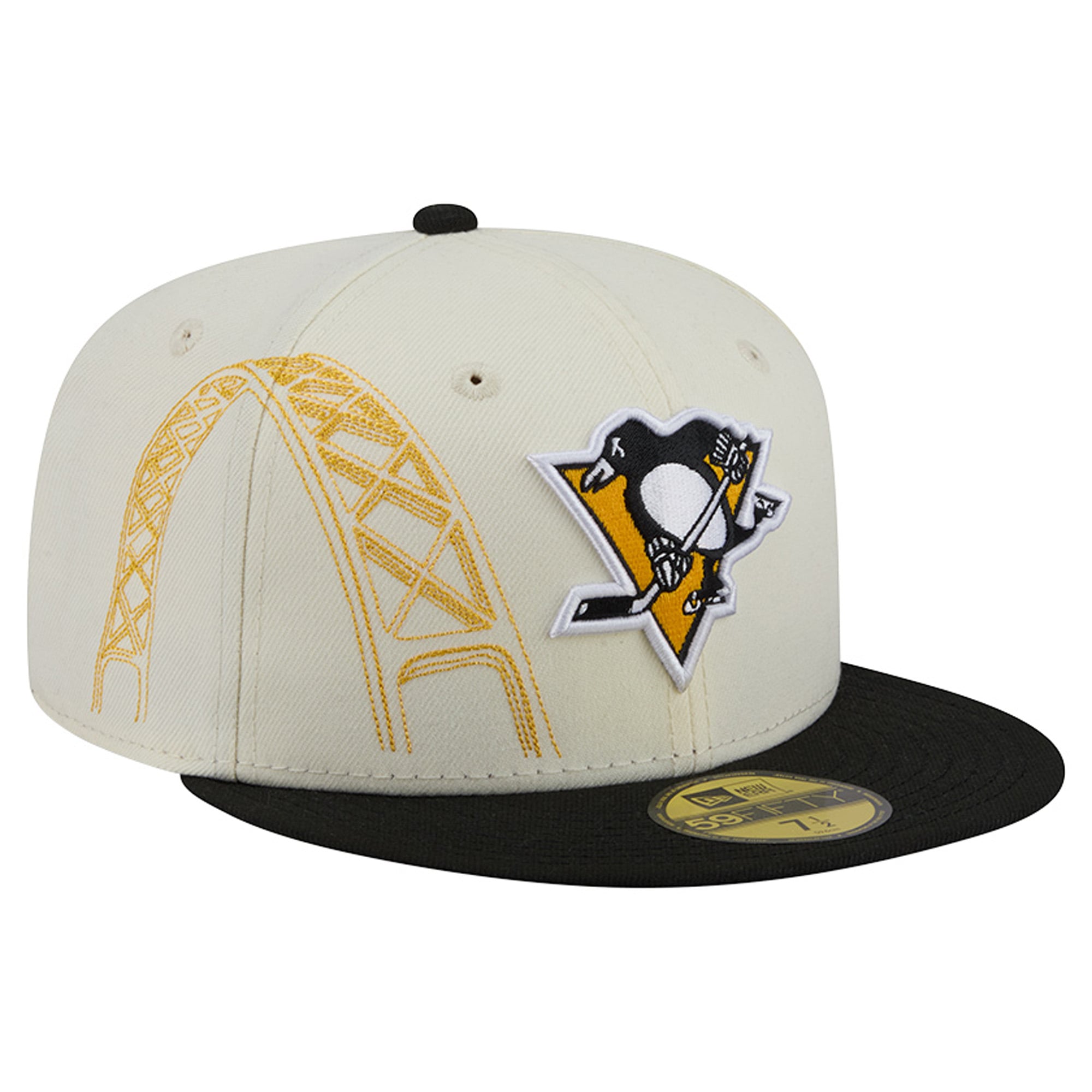 Casquette ajustée New Era 59FIFTY crème/noir Pittsburgh Penguins pour homme