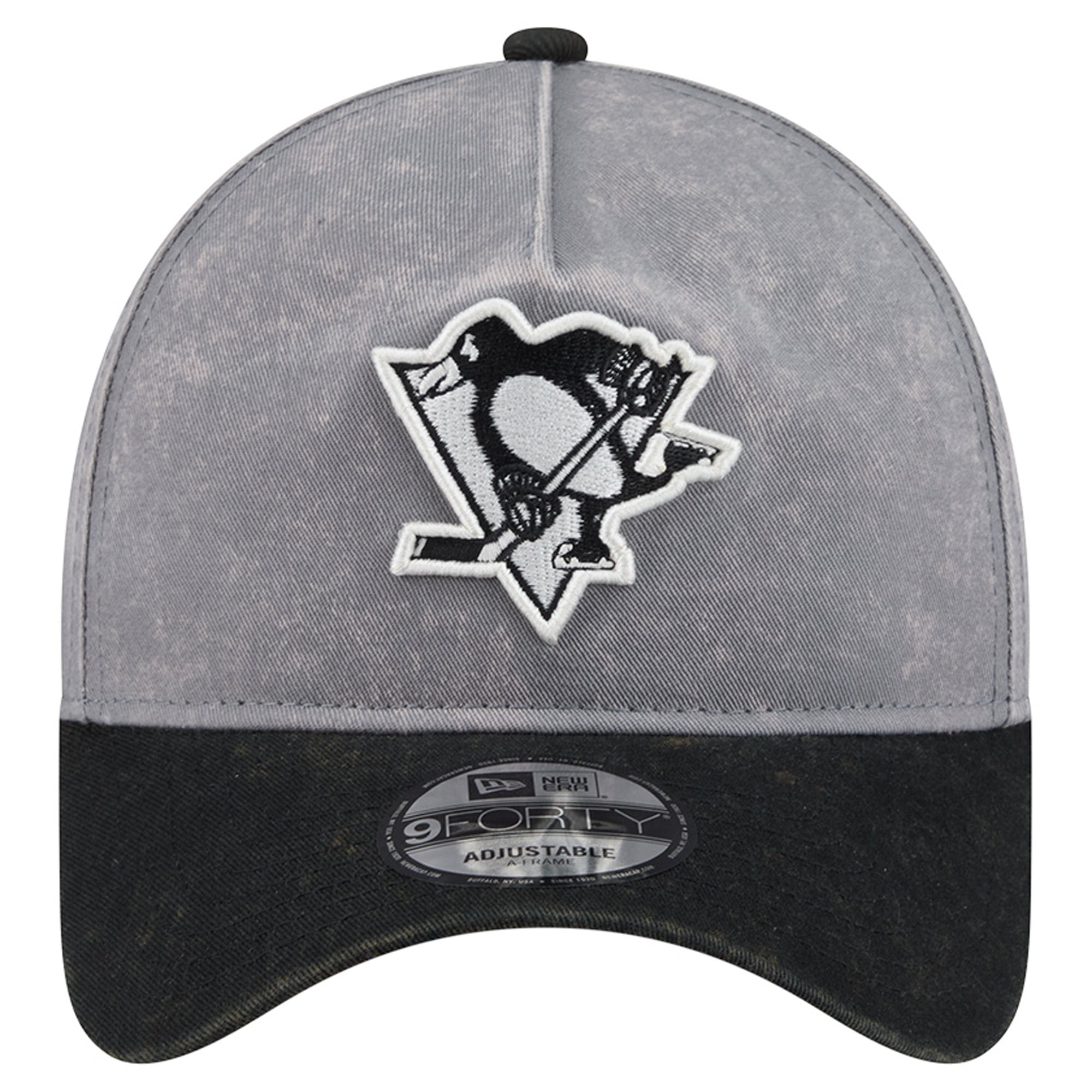 Men's New Era Gray/Black Pittsburgh Penguins Storm A-Frame 9FORTY Adjustable Hat