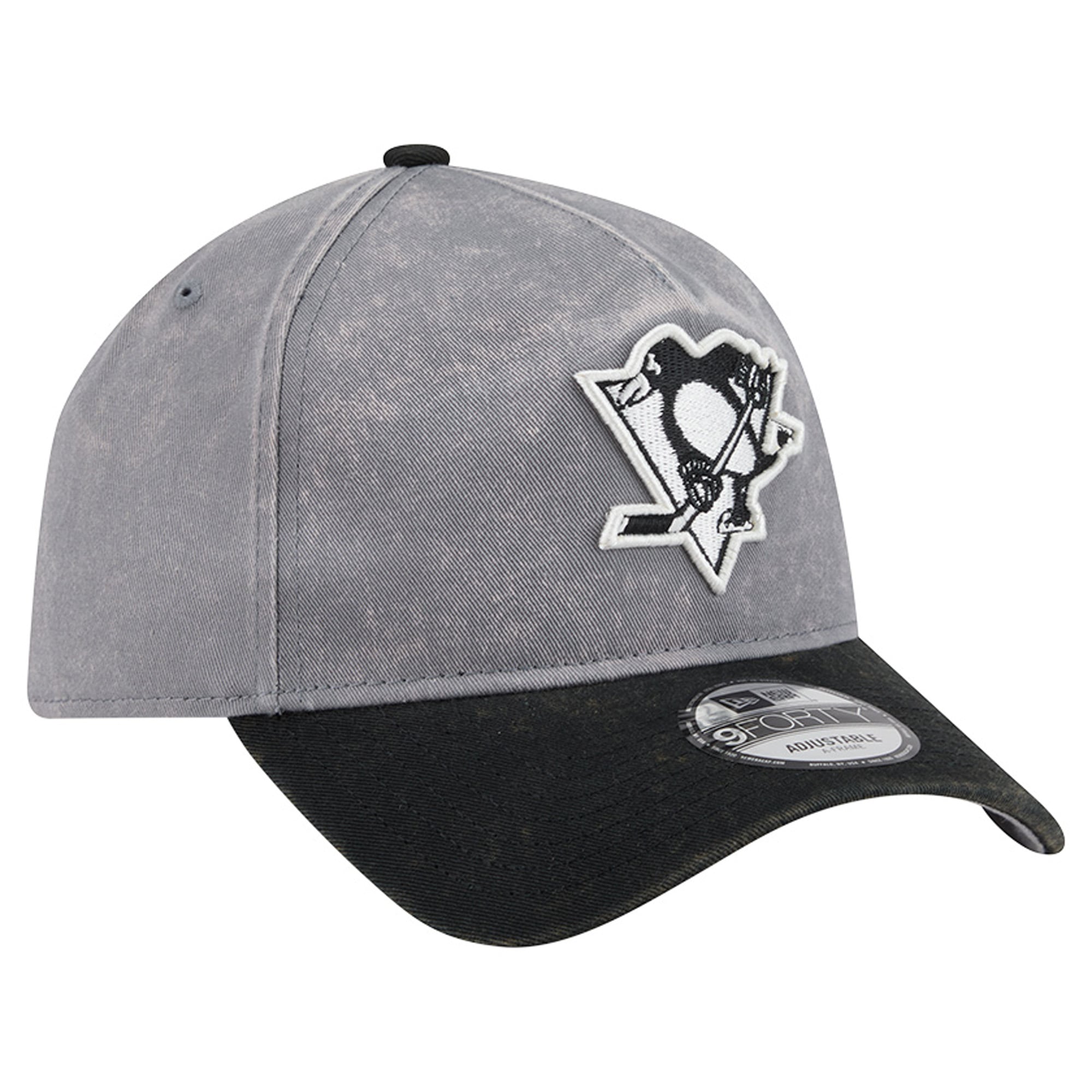 Men's New Era Gray/Black Pittsburgh Penguins Storm A-Frame 9FORTY Adjustable Hat