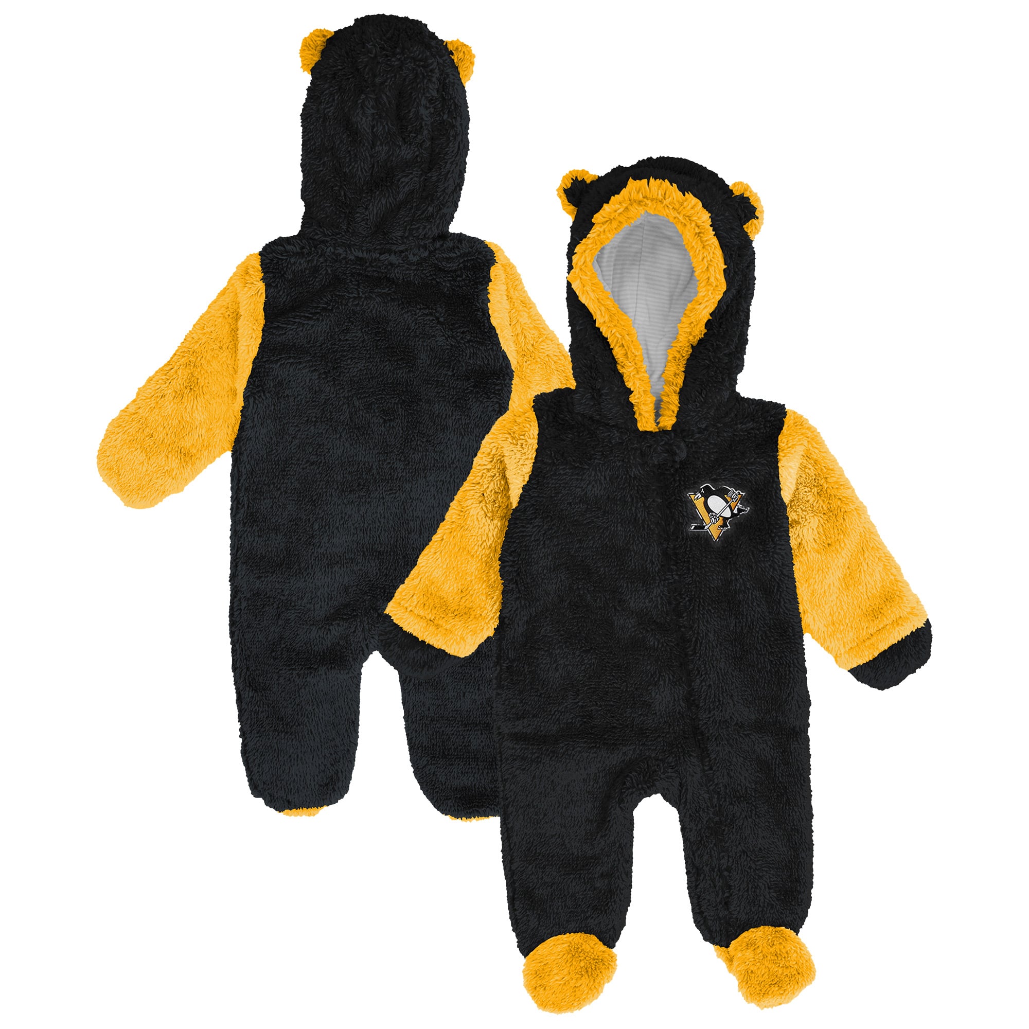 Newborn & Infant Outerstuff Black Pittsburgh Penguins Stay Napping Fleece Bunting Full-Zip Sleeper