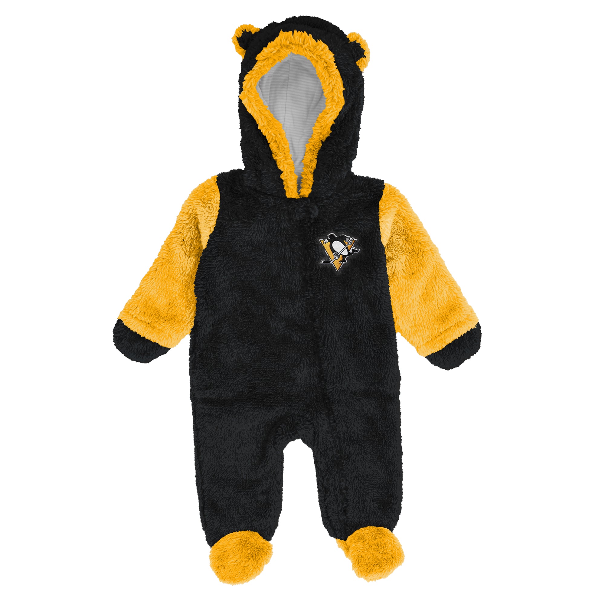 Newborn & Infant Outerstuff Black Pittsburgh Penguins Stay Napping Fleece Bunting Full-Zip Sleeper
