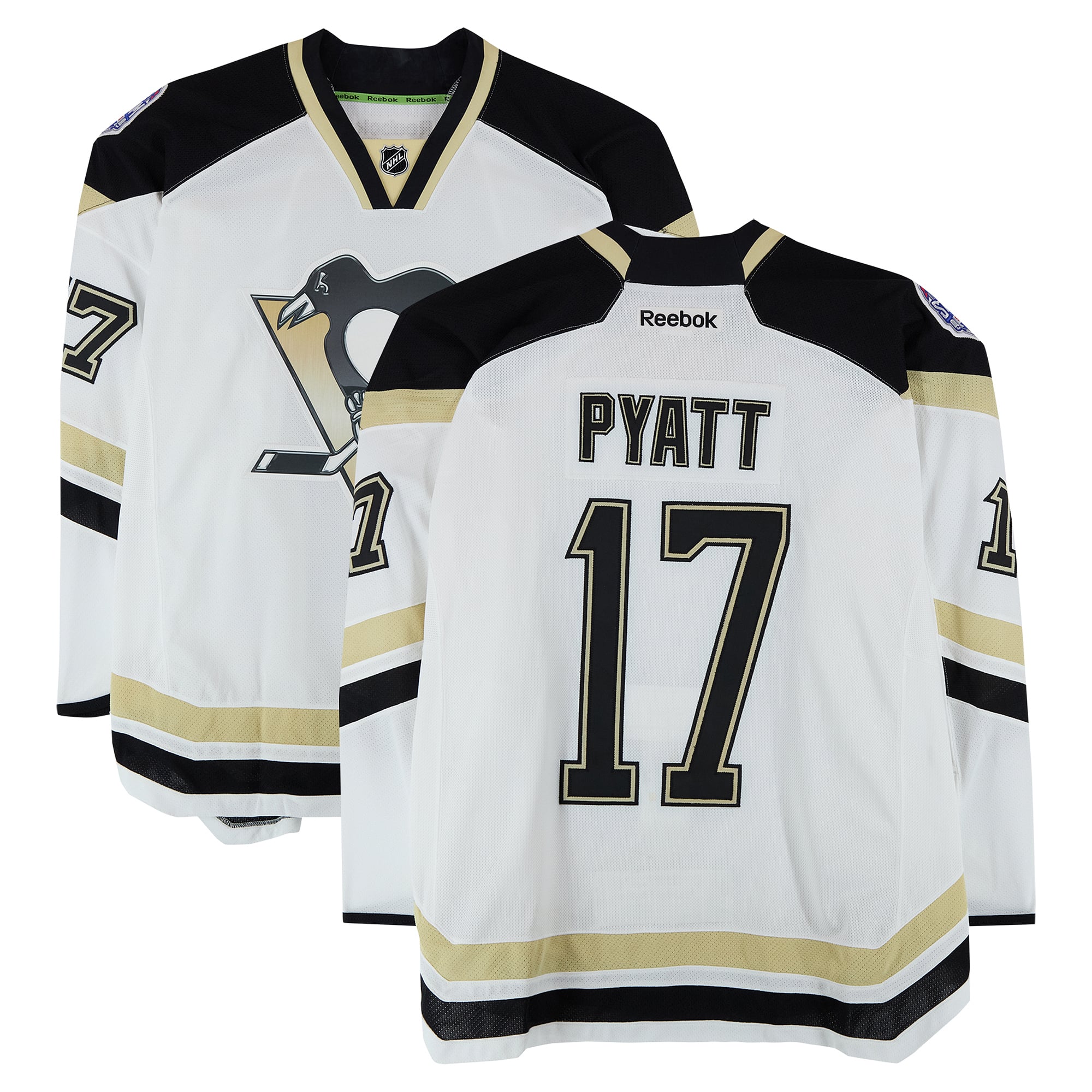 Taylor Pyatt Pittsburgh Penguins Practice-Used #17 White Jersey vs. Chicago Blackhawks on March 1, 2014 - Worn During Warm-Ups