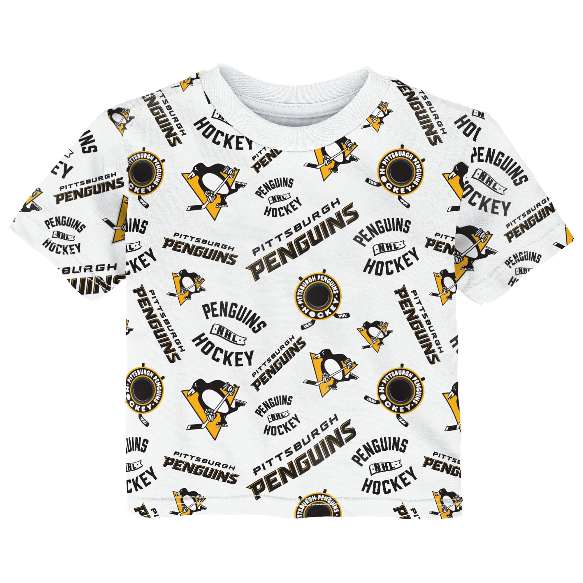 T-shirt blanc à imprimé intégral Pittsburgh Penguins pour tout-petits