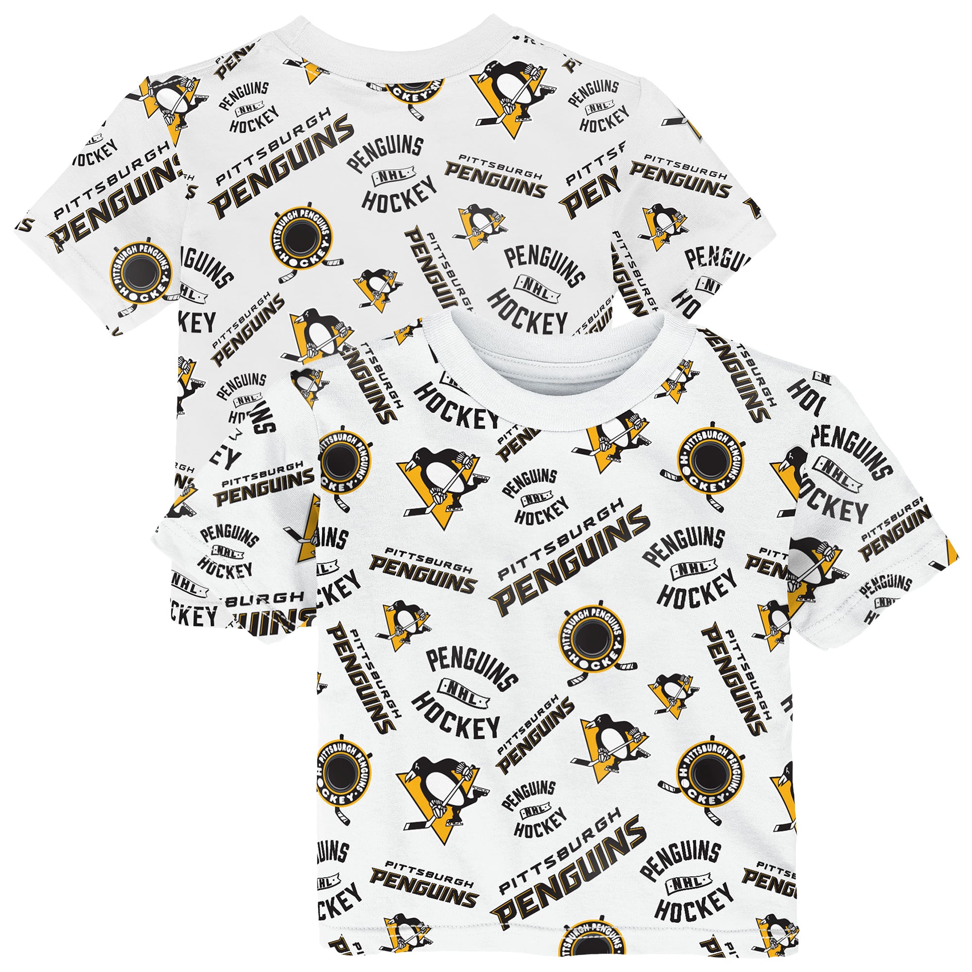 T-shirt blanc à imprimé intégral Pittsburgh Penguins pour tout-petits