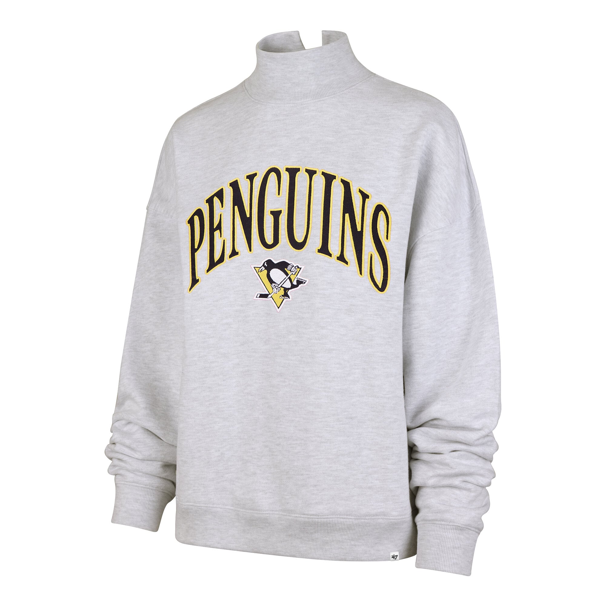 Women's '47 Gray Pittsburgh Penguins Vantage Mock Neck Fleece Sweatshirt