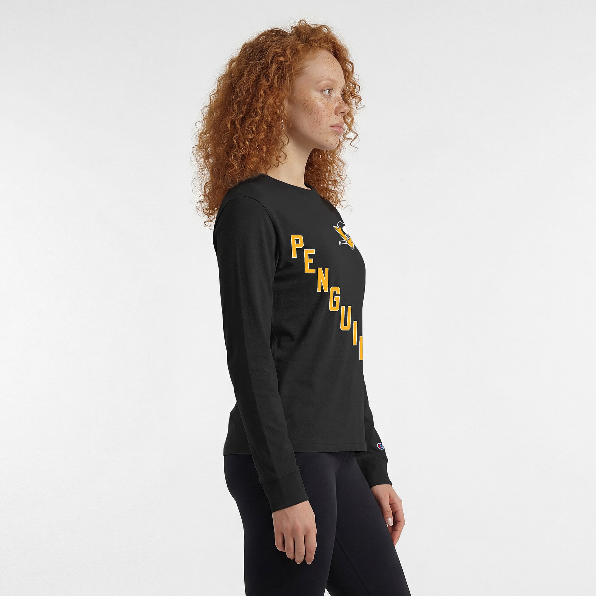 T-shirt à manches longues noir Champion Pittsburgh Penguins pour femmes
