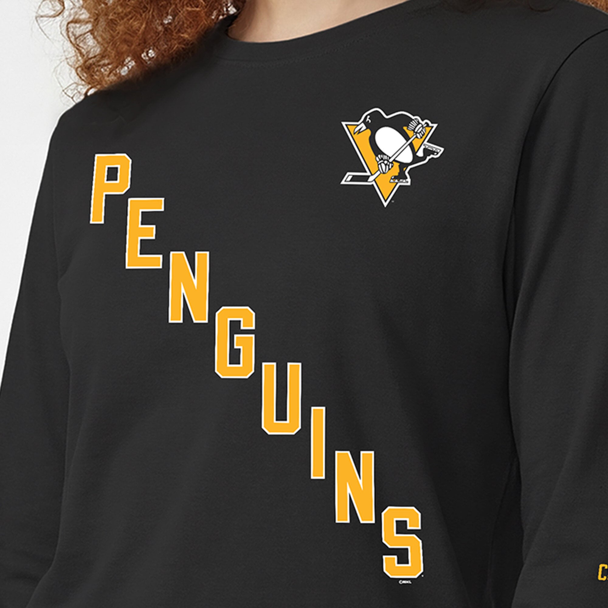 T-shirt à manches longues noir Champion Pittsburgh Penguins pour femmes