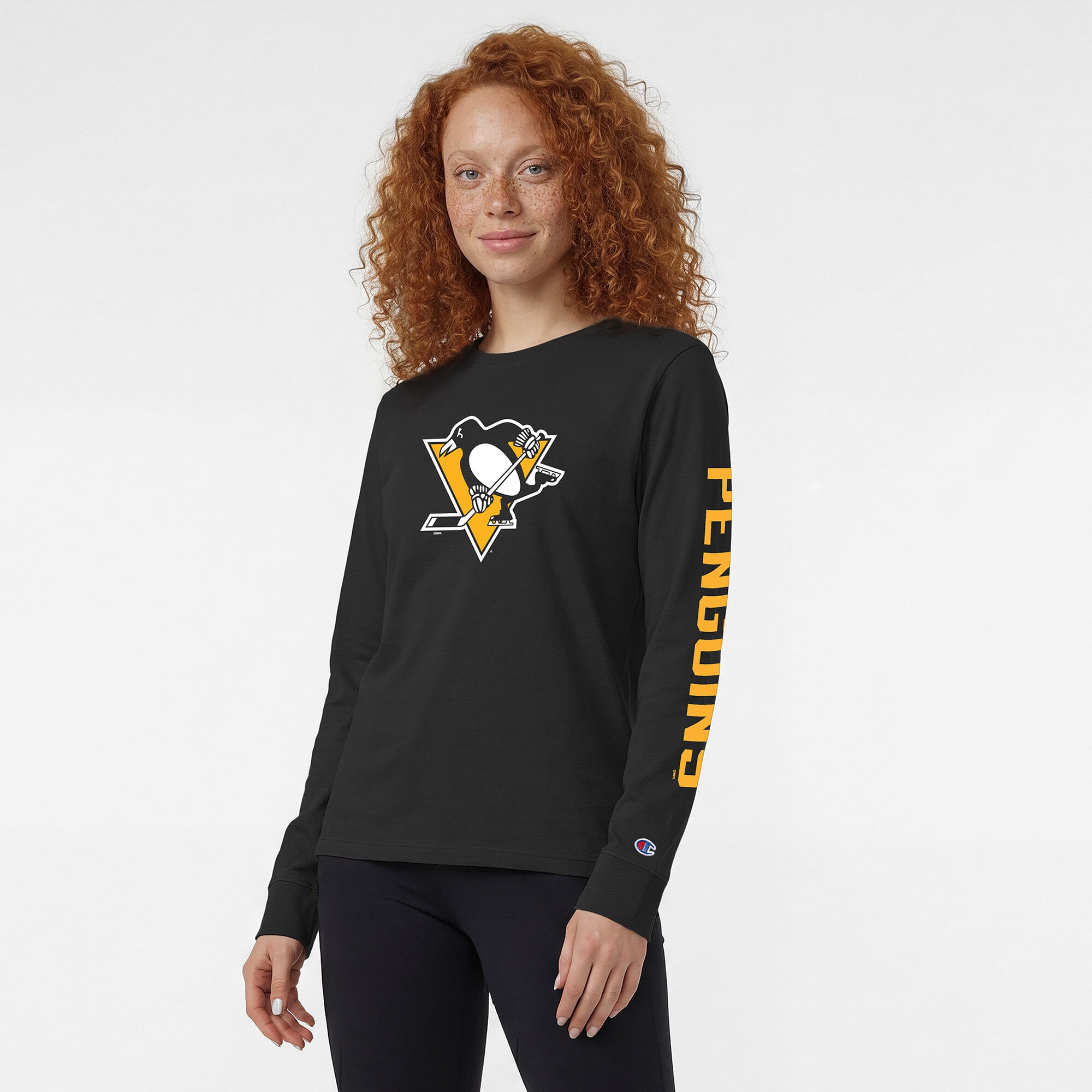 Women's Champion  Black Pittsburgh Penguins Team Logo Long Sleeve T-Shirt